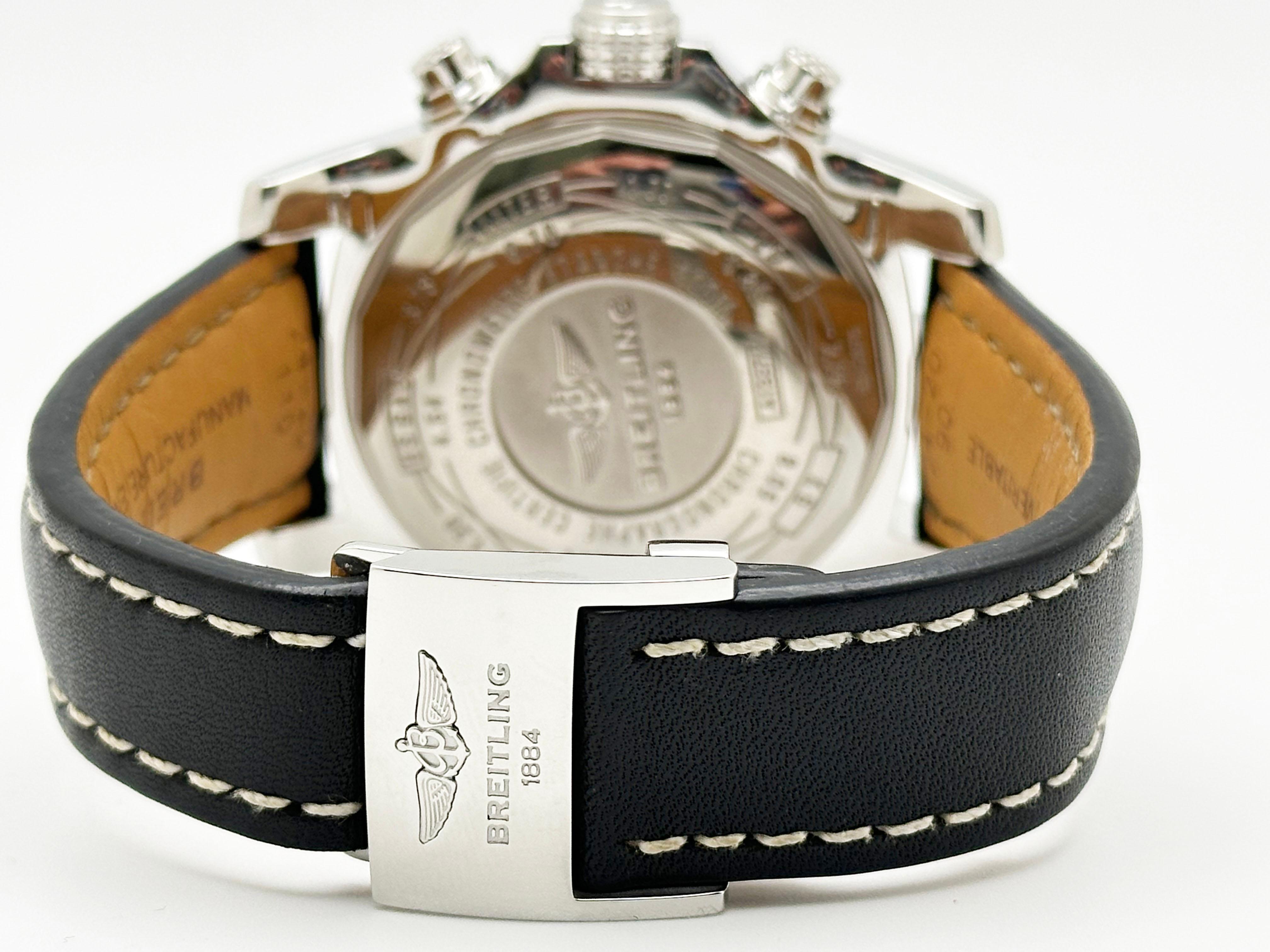 Breitling Super Avenger II A13371 Acciaio inossidabile Cinturino in pelle Scatola Libretto 48mm in vendita 1