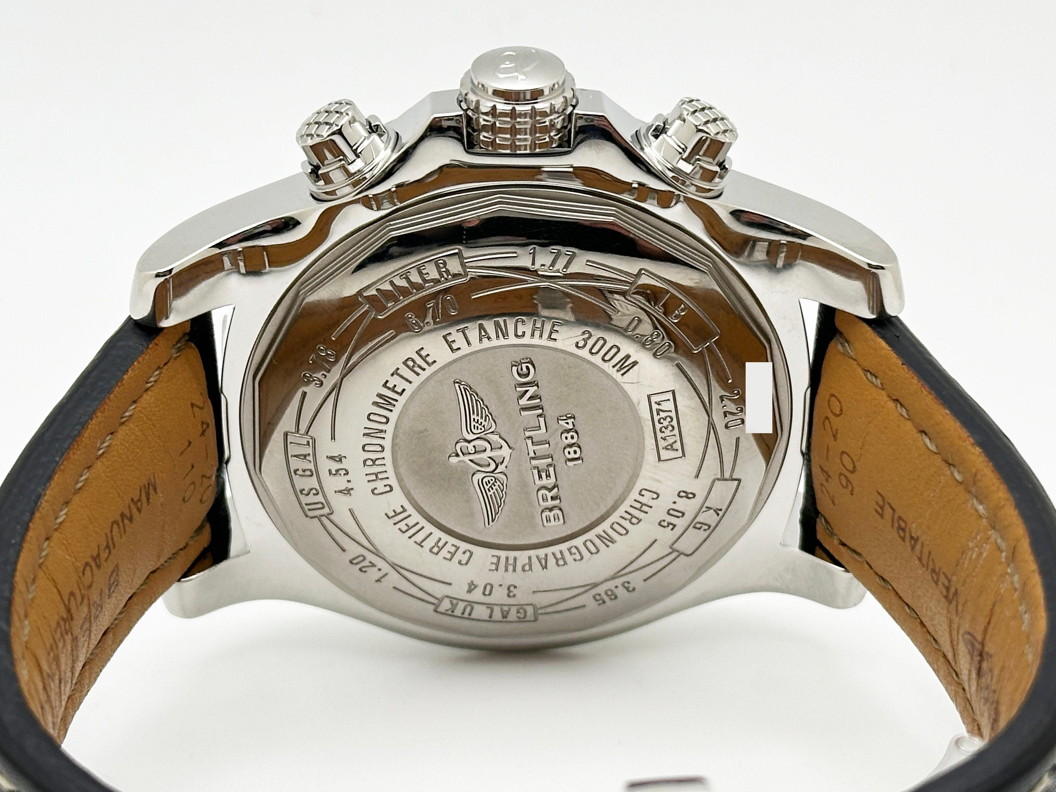 Breitling Super Avenger II A13371 Acciaio inossidabile Cinturino in pelle Scatola Libretto 48mm in vendita 2