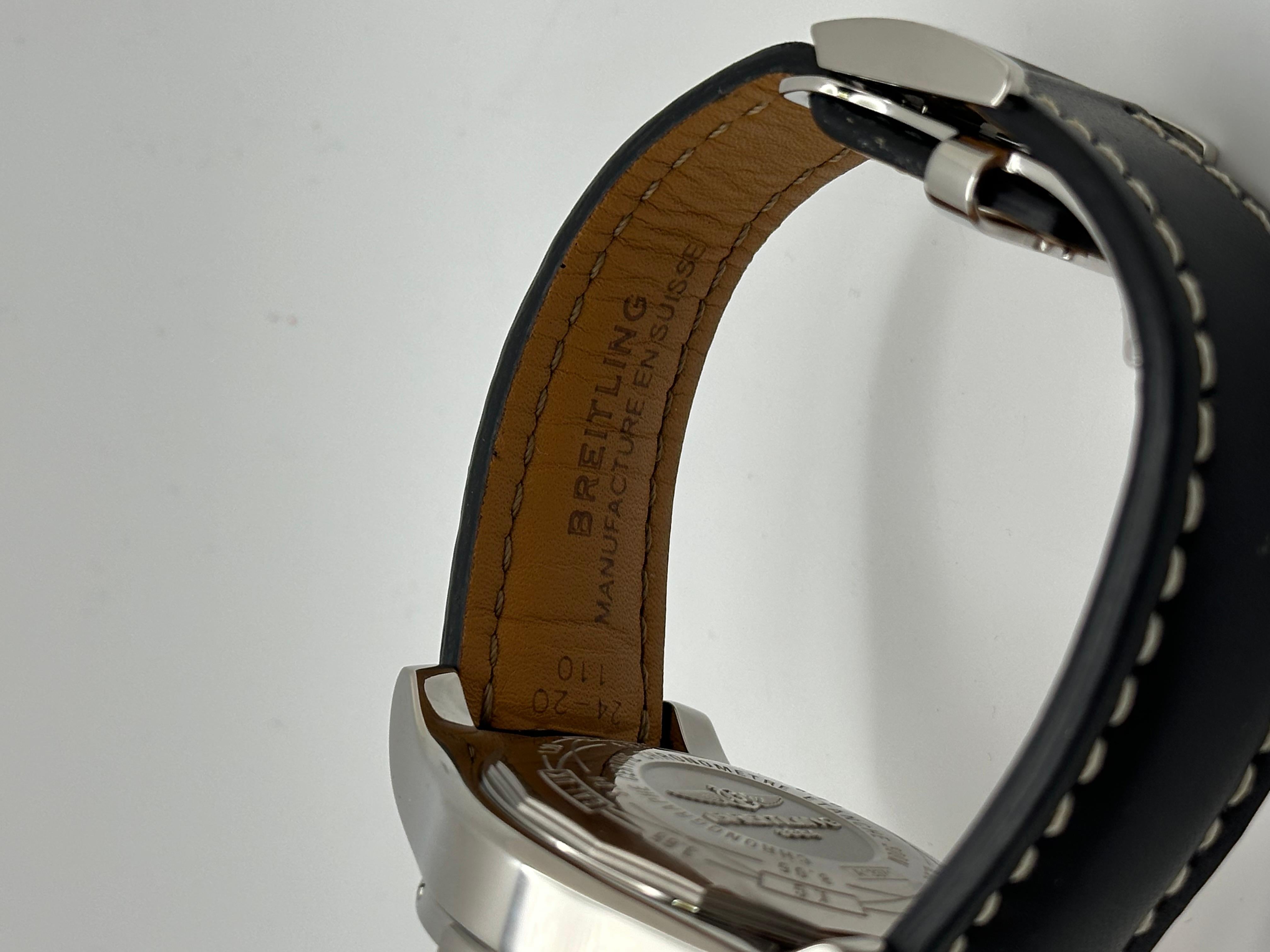 Breitling Super Avenger II A13371 Acciaio inossidabile Cinturino in pelle Scatola Libretto 48mm in vendita 4