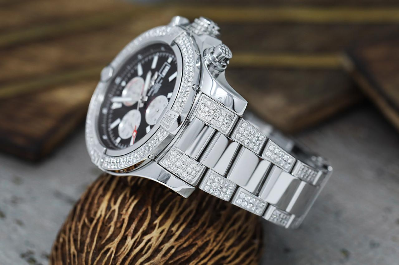 Breitling Montre de luxe pour homme Super Avenger II avec cadran noir, chronographe A13371 Excellent état - En vente à New York, NY