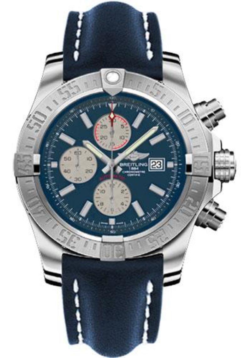 Breitling Super Avenger II Leather Strap - Deployant Buckle Men's Watches - A1337111/C871-leather-blue-deployant

48.00 mm stainless steel case, screw-locked crown, unidirectional ratcheted bezel, sapphire crystal with glareproof treatment on both