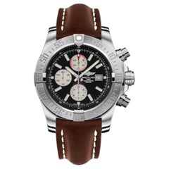 Breitling Super Avenger II Leather Strap, Deployant Buckle Men's Watches