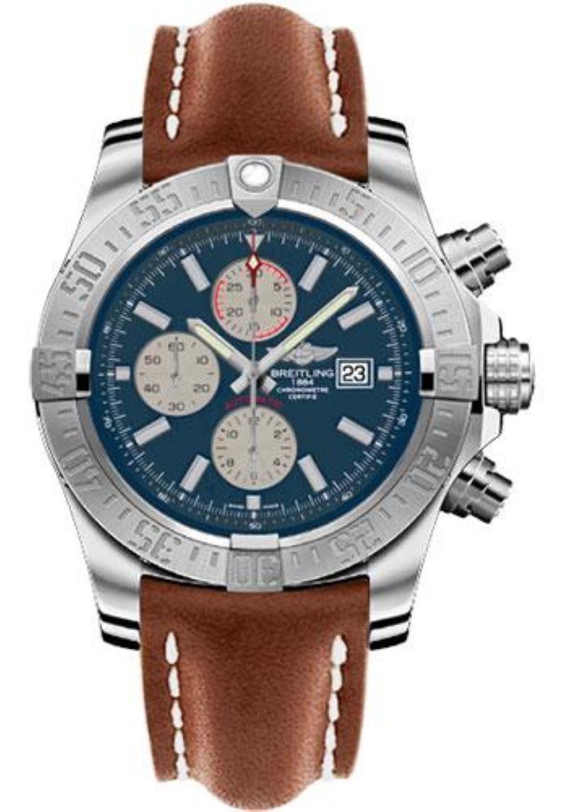 Breitling Super Avenger II Leather Strap - Tang Buckle Men's Watches - A1337111/C871-leather-gold-tang

48.00 mm stainless steel case, screw-locked crown, unidirectional ratcheted bezel, sapphire crystal with glareproof treatment on both sides,