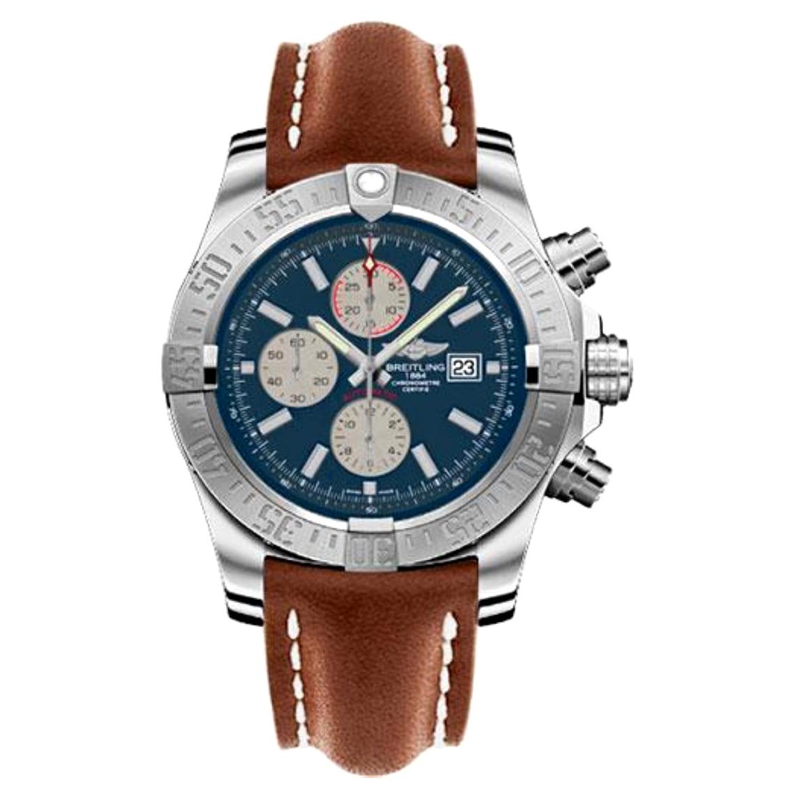 Breitling Super Avenger II Leather Strap, Tang Buckle Men's Watches For Sale