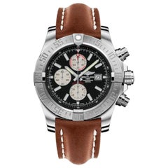 Breitling Super Avenger II Leather Strap, Tang Buckle Men's Watches