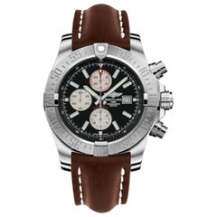 Breitling Super Avenger II Leather Strap, Tang Buckle Men's Watches