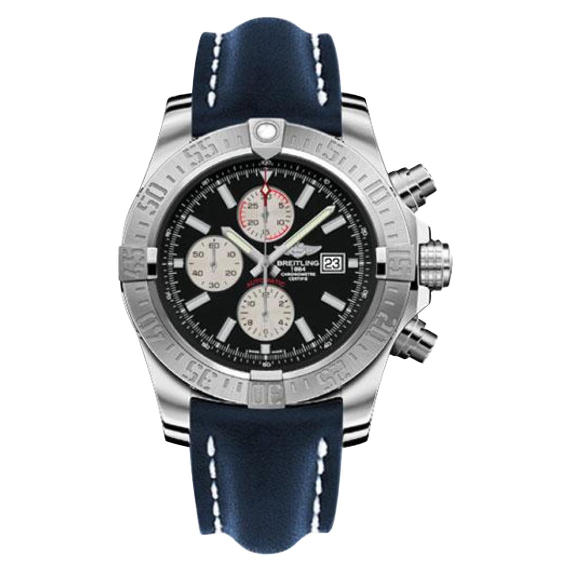 Breitling Super Avenger II Leather Strap, Tang Buckle Men
s Watches For Sale