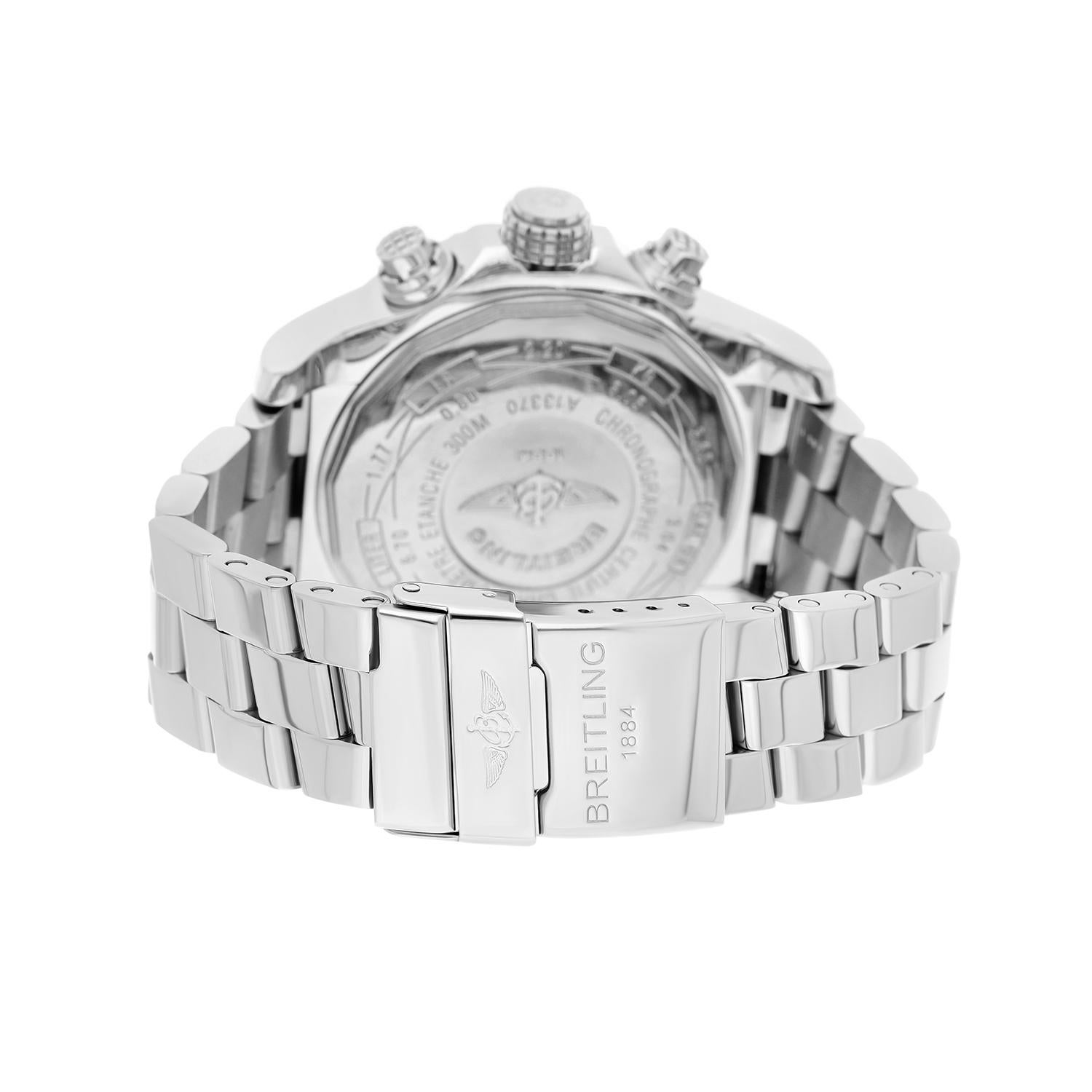 Breitling Super Avenger SS Chronograph Schwarz Arabic 48 mm Diamant Lünette A13370 im Angebot 3