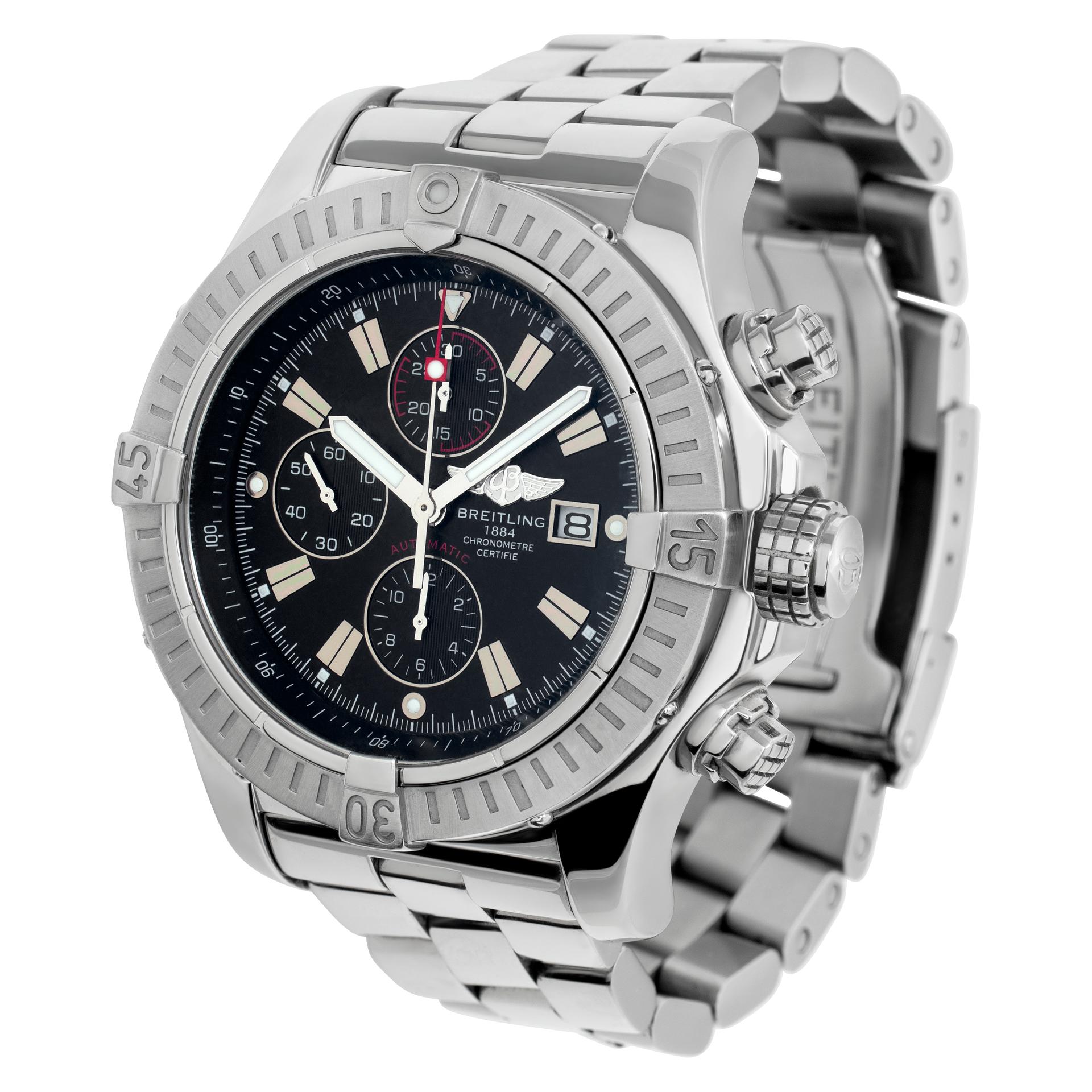 Breitling Super Avenger in stainless steel. Auto w/ subseconds, date and chronograph. 47 mm case size. Ref A13370. Circa 2010s. Fine Pre-owned Breitling Watch.

 Certified preowned Sport Breitling Super Avenger A13370 watch is made out of Stainless