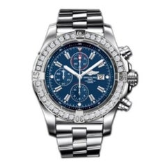 Breitling Super Avenger Stainless Steel Watch with Custom Diamond Bezel A13370