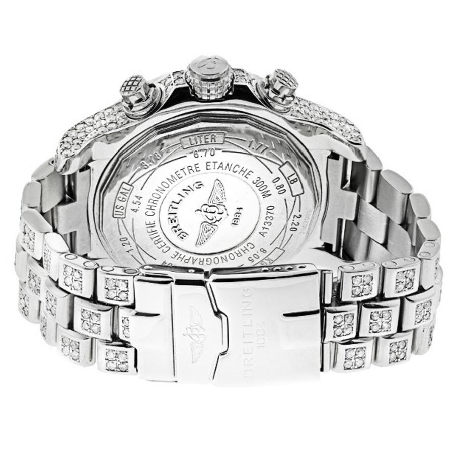 Taille ronde Breitling Super Avenger Montre avec cadran blanc et montre à diamants personnalisée A13370 en vente