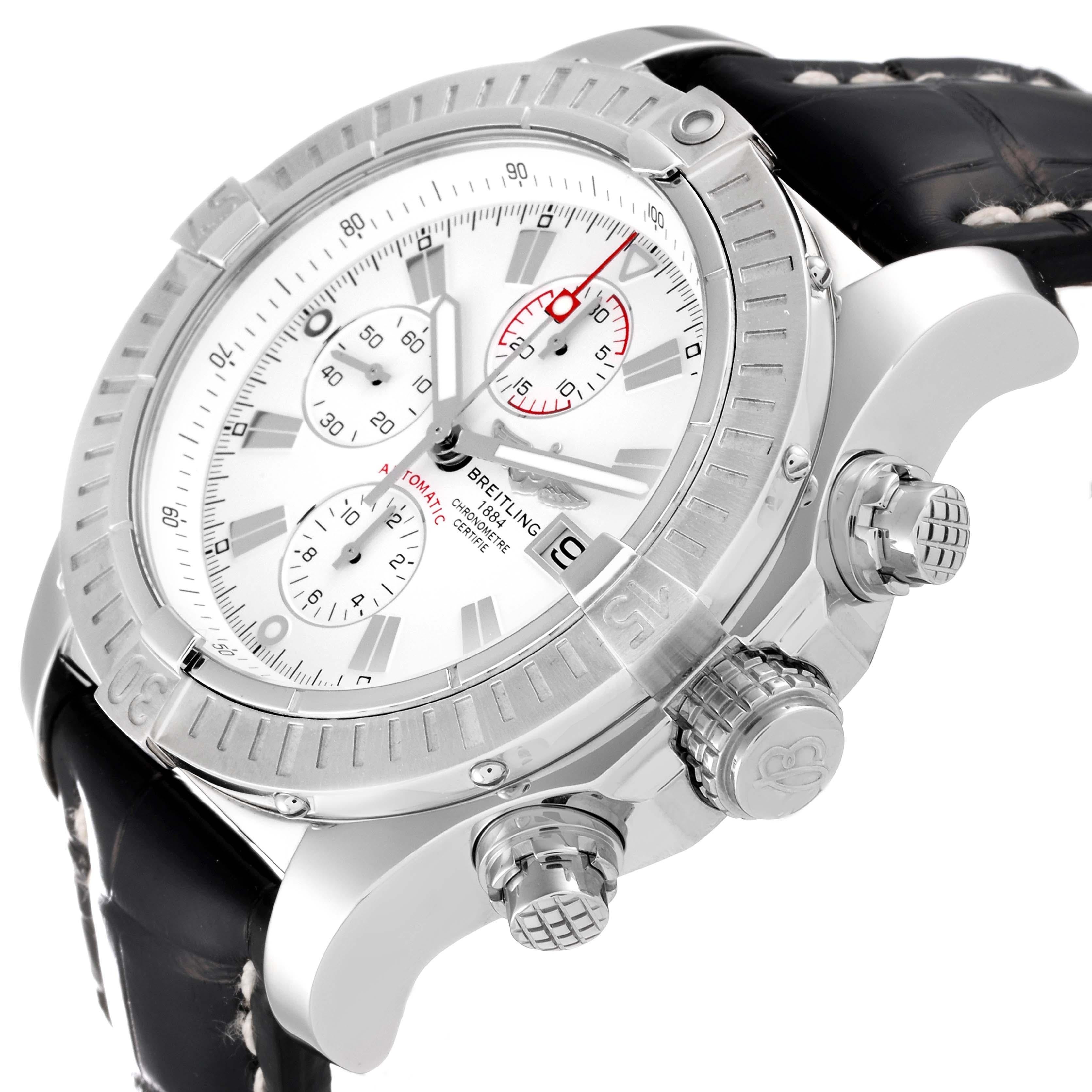 Men's Breitling Super Avenger White Dial Chronograph Steel Mens Watch A13370