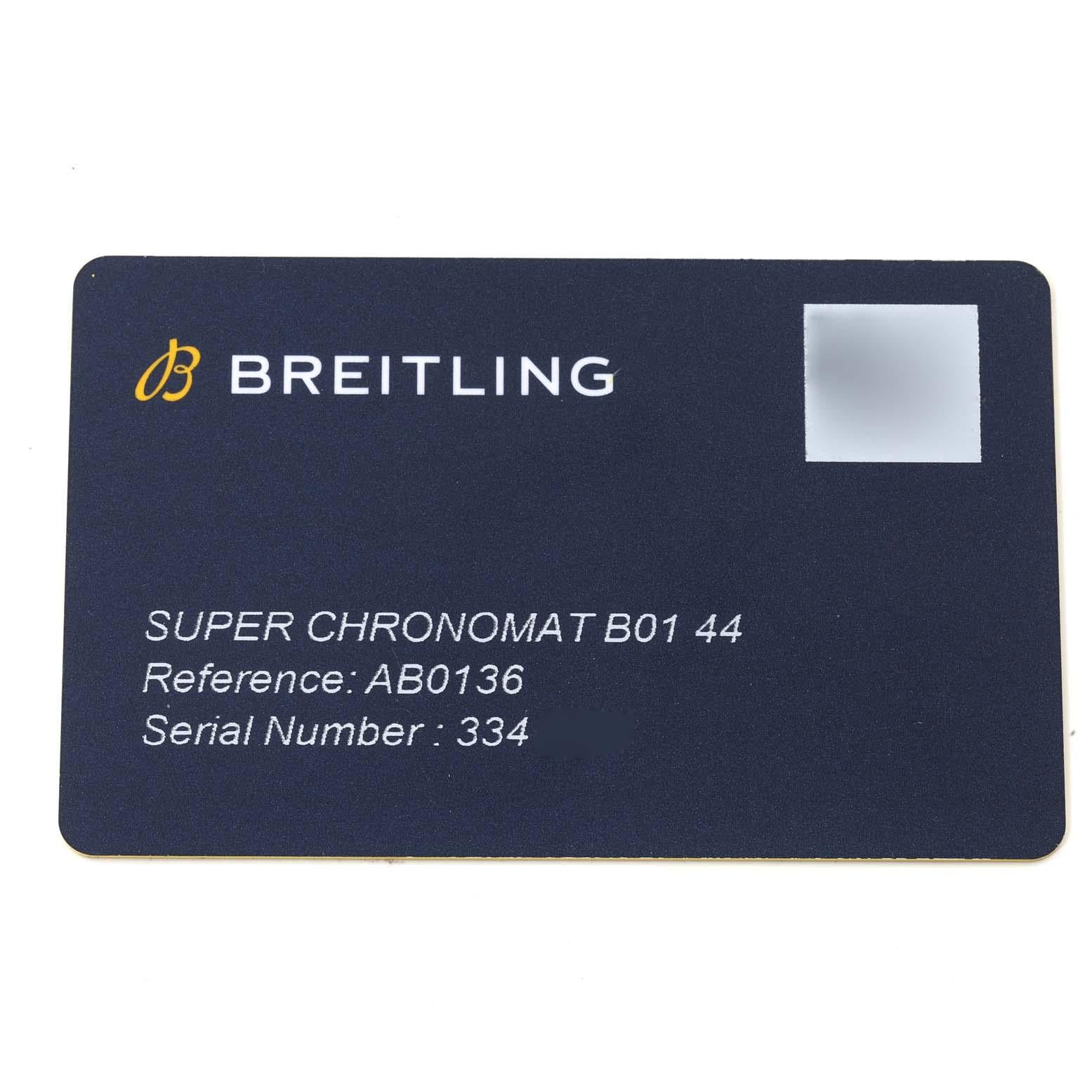 Breitling Super Chronomat B01 Montre pour hommes en acier avec cadran bleu AB0136 Boîte Card en vente 4