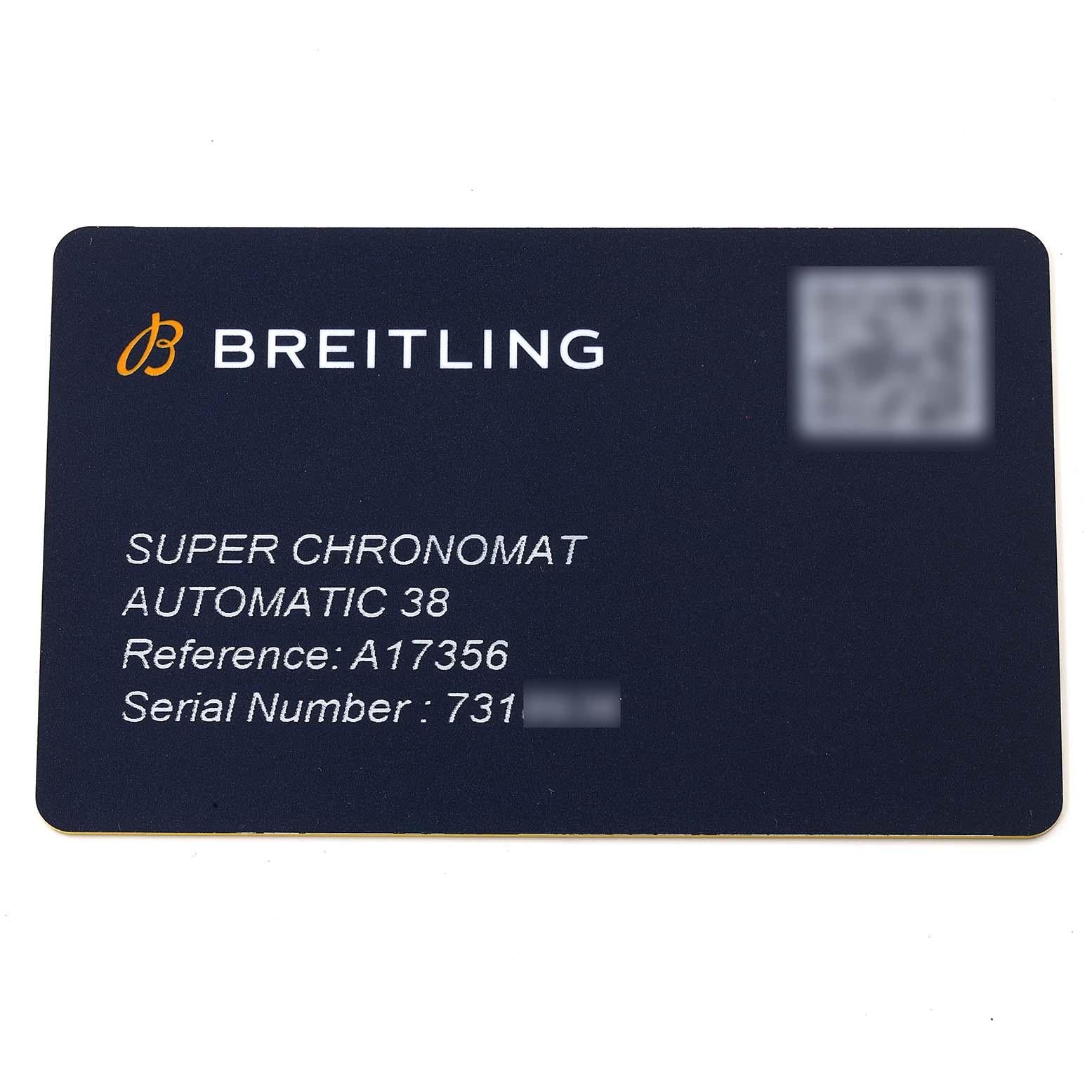 Breitling Super Chronomat Blue Dial Steel Diamond Ladies Watch A17356 Box Card 5