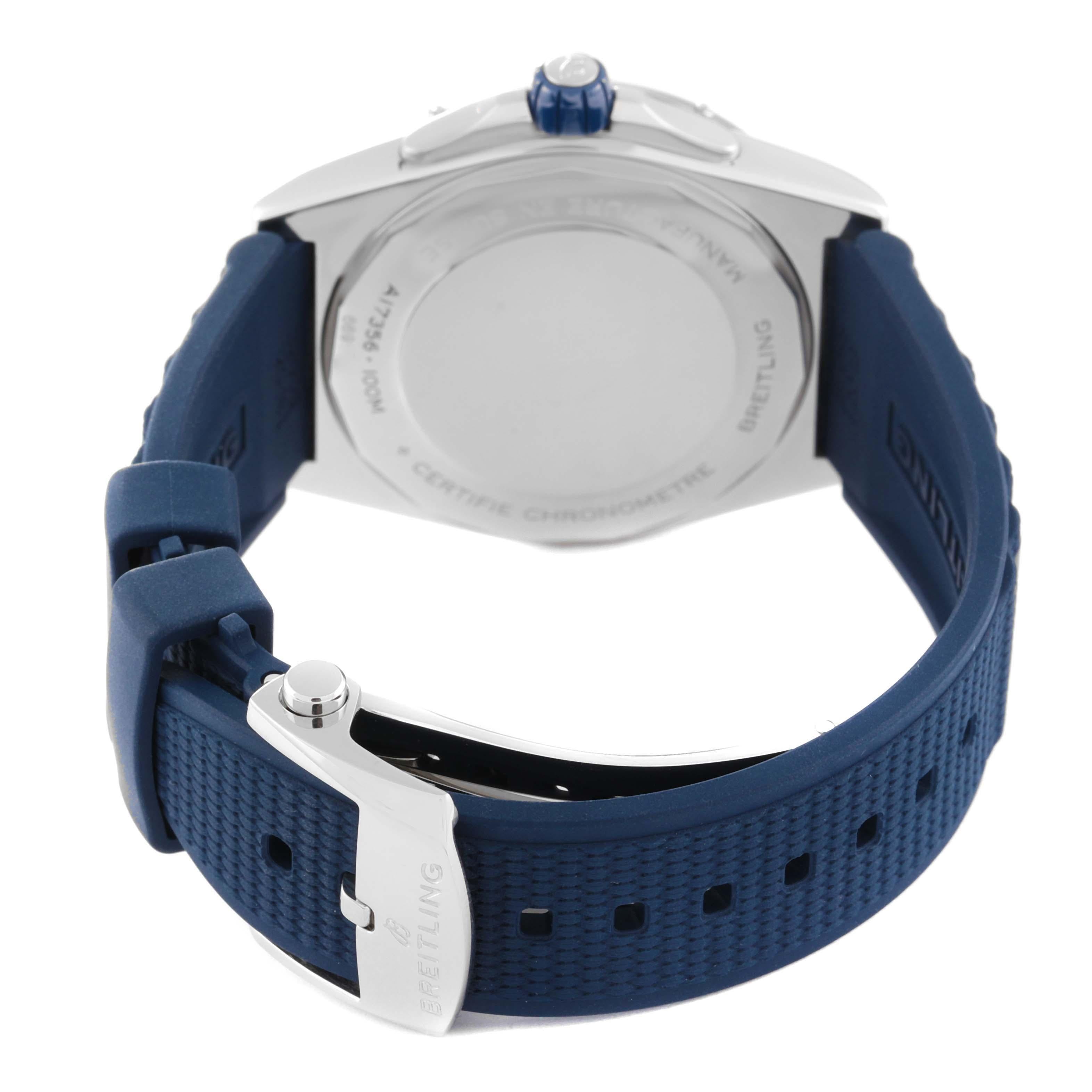 Breitling Super Chronomat Blue Dial Steel Diamond Ladies Watch A17356 Box Card 2