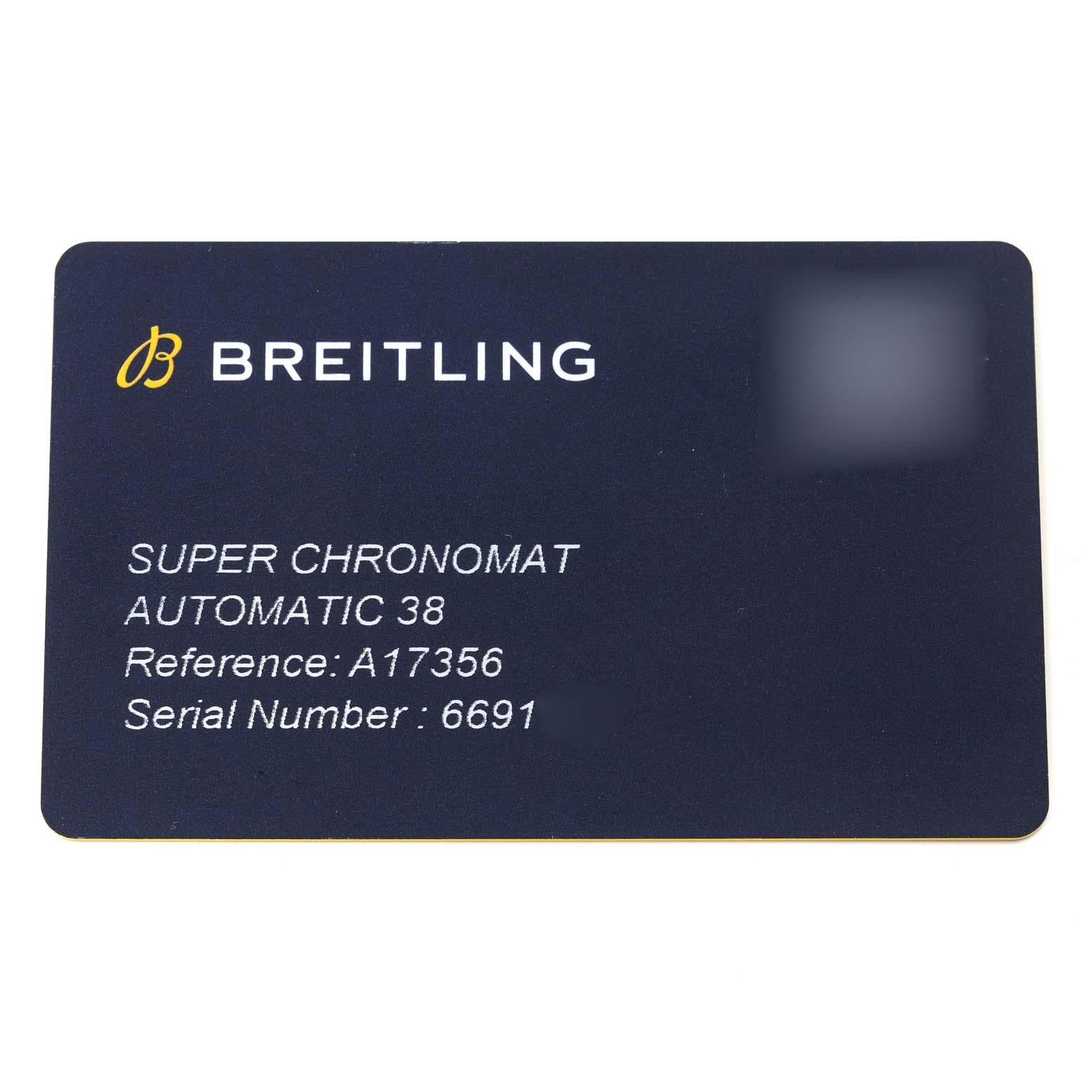 Breitling Super Chronomat Blue Dial Steel Diamond Ladies Watch A17356 Box Card 3