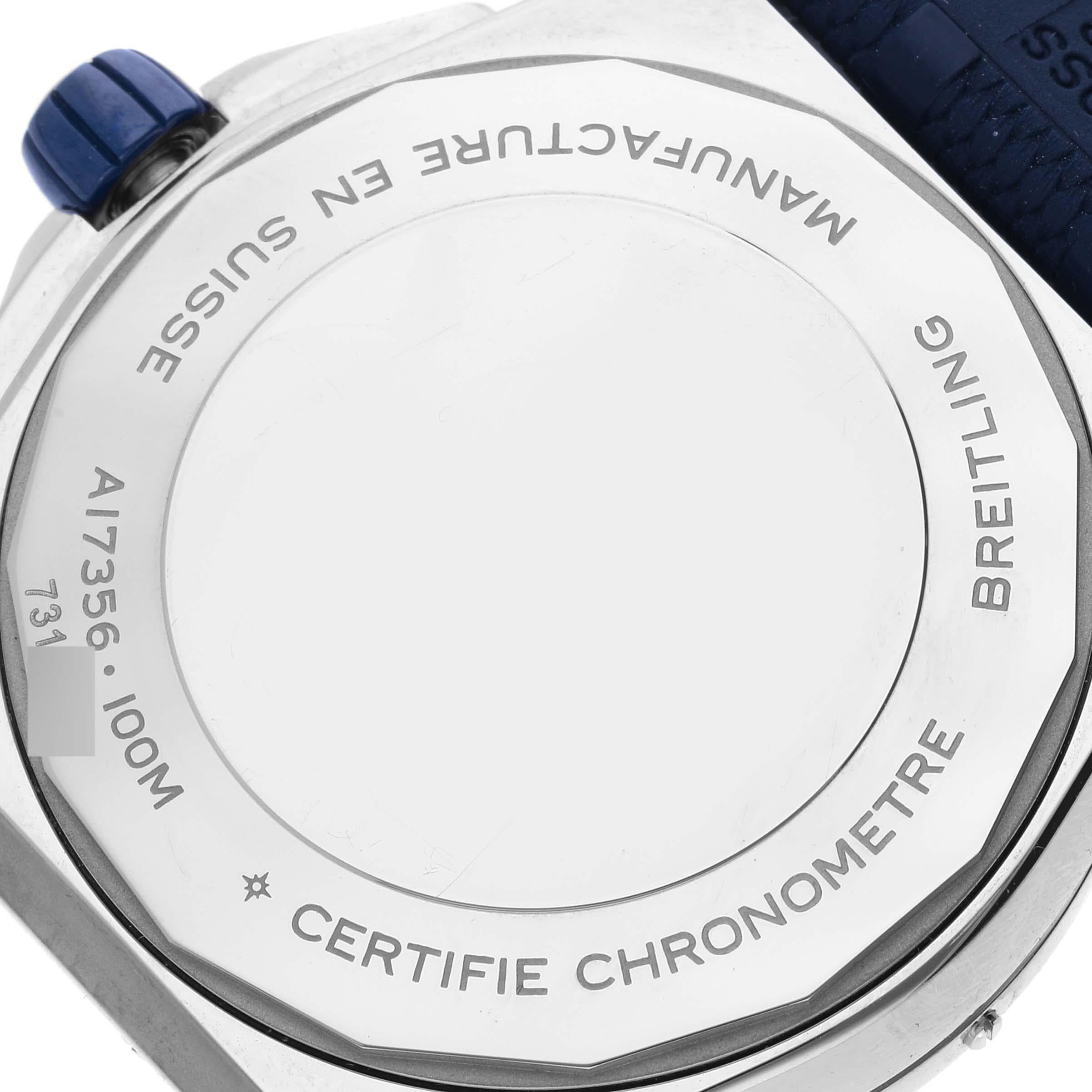 Breitling Super Chronomat Blue Dial Steel Diamond Ladies Watch A17356 Unworn 1