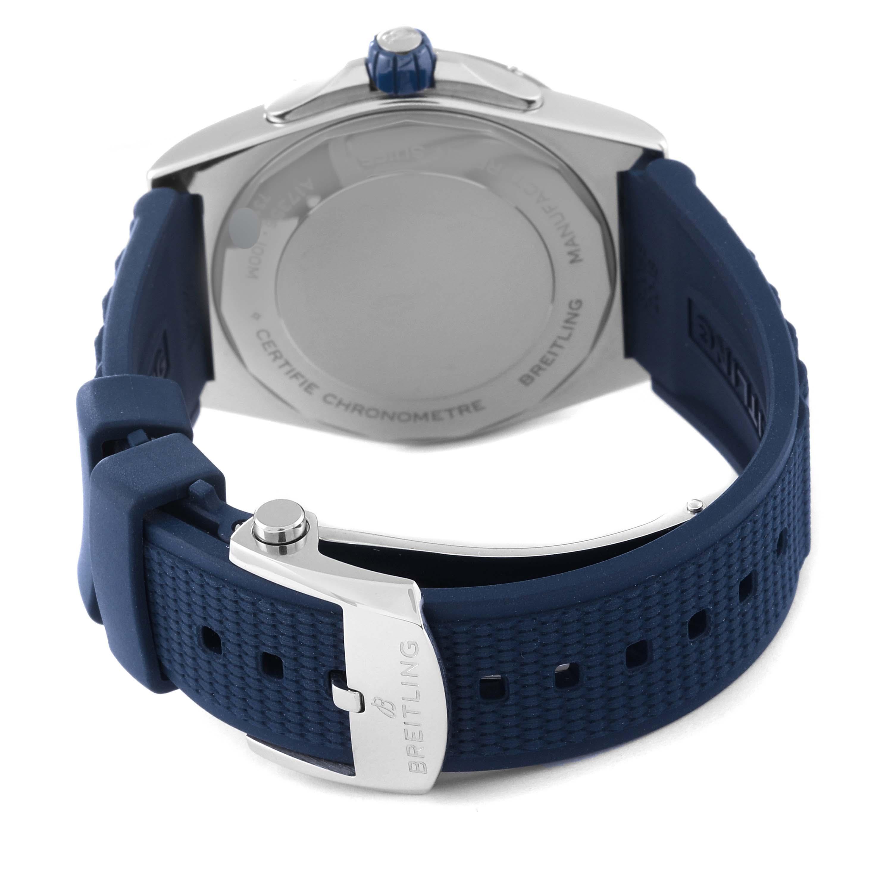 Breitling Super Chronomat Blue Dial Steel Diamond Ladies Watch A17356 Unworn 3