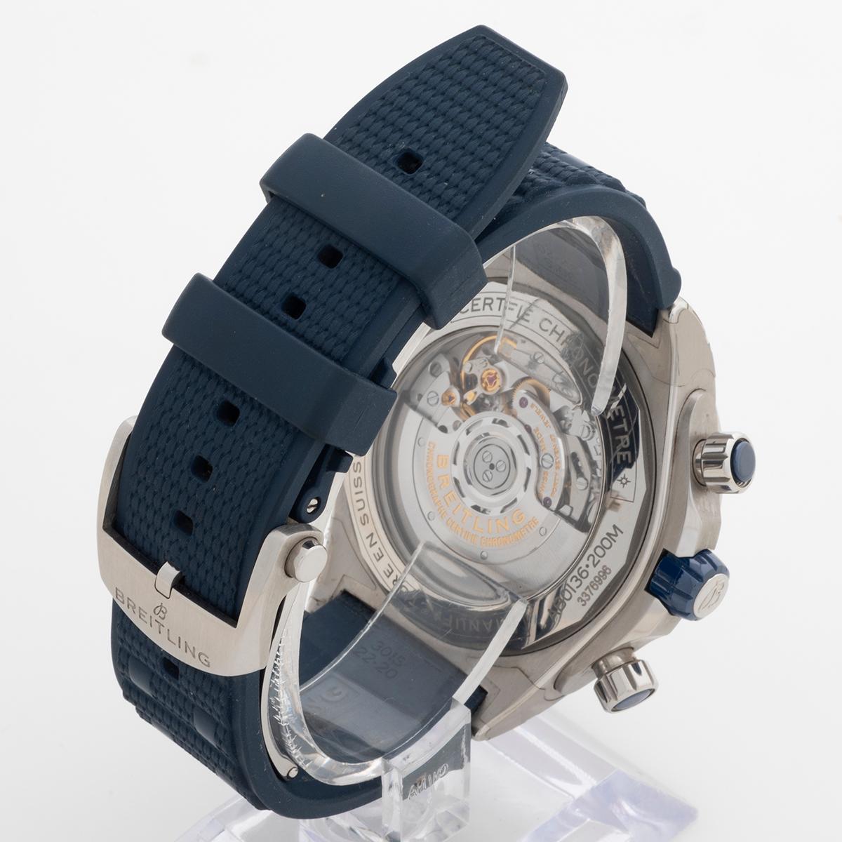 Women's or Men's Breitling Super Chronomat Chronograph / 44, Ref B01 AB0136. Blue Bezel, 2022.
