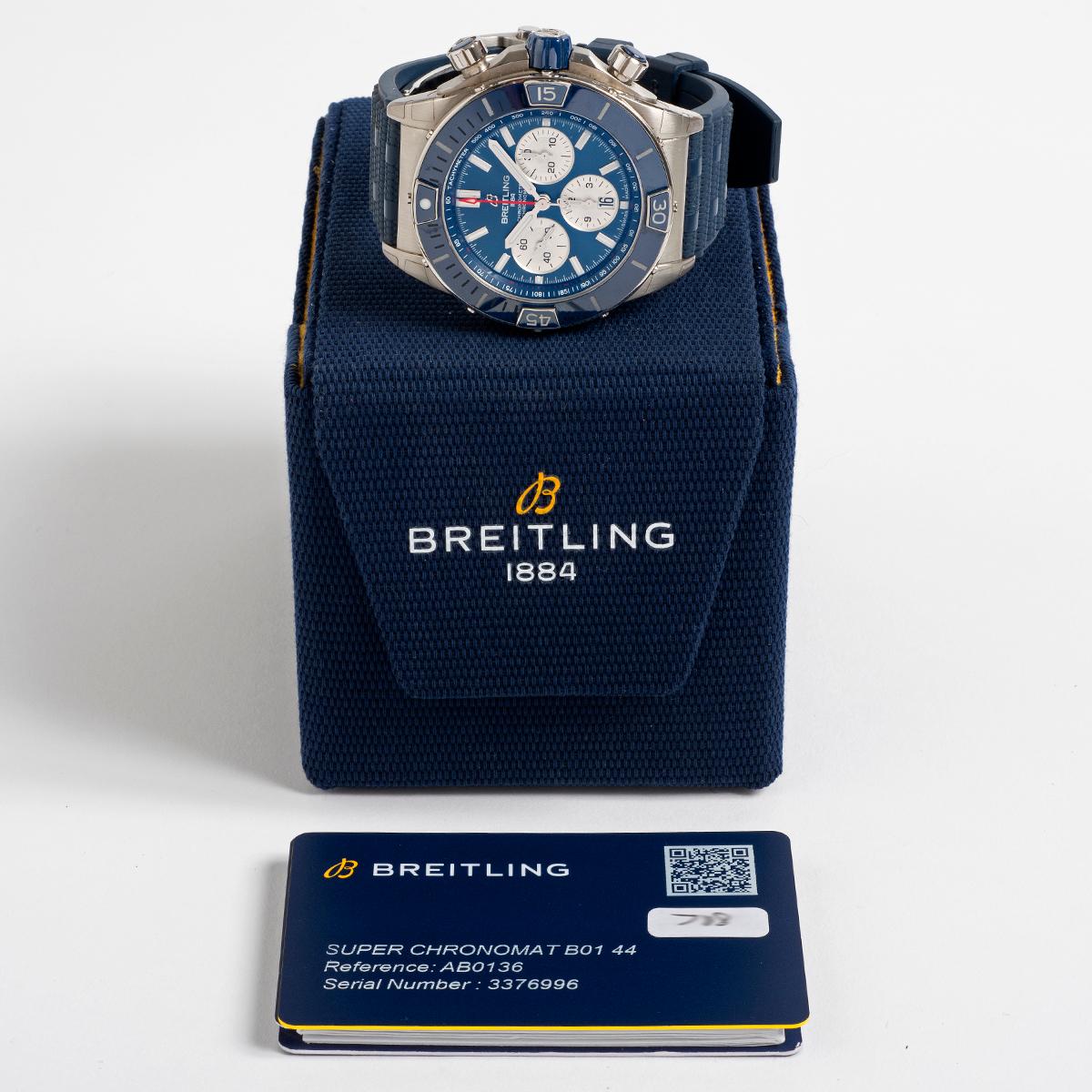 Breitling Super Chronomat Chronograph / 44, Ref B01 AB0136. Blue Bezel, 2022. 1