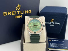 Breitling Super Chronomat U17356 38mm Mint Green Dial 18k Gold Steel Box Paper