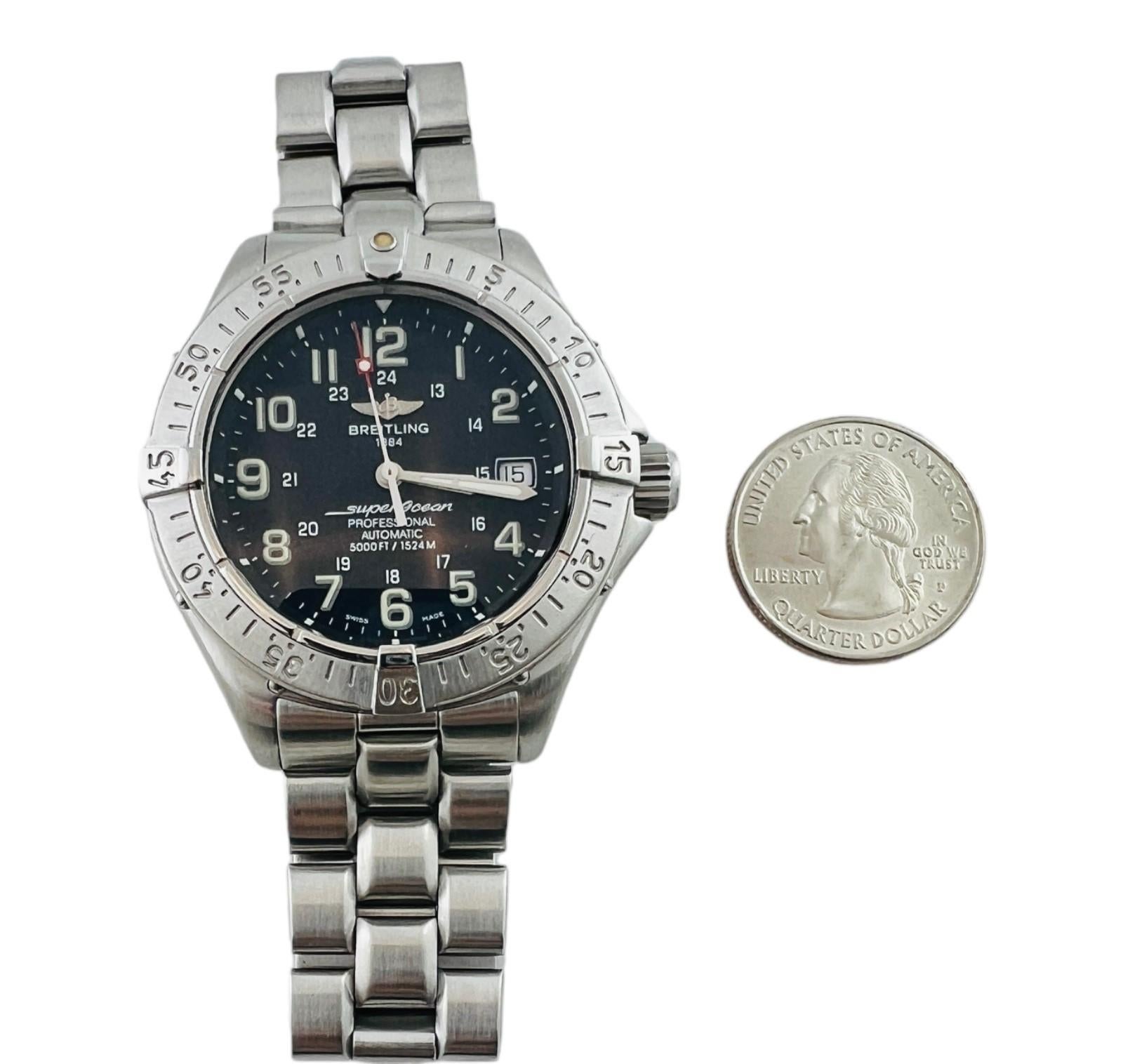 Breitling Super Ocean Men's Watch A17345 Black Dial Automatic #15783 For Sale 6