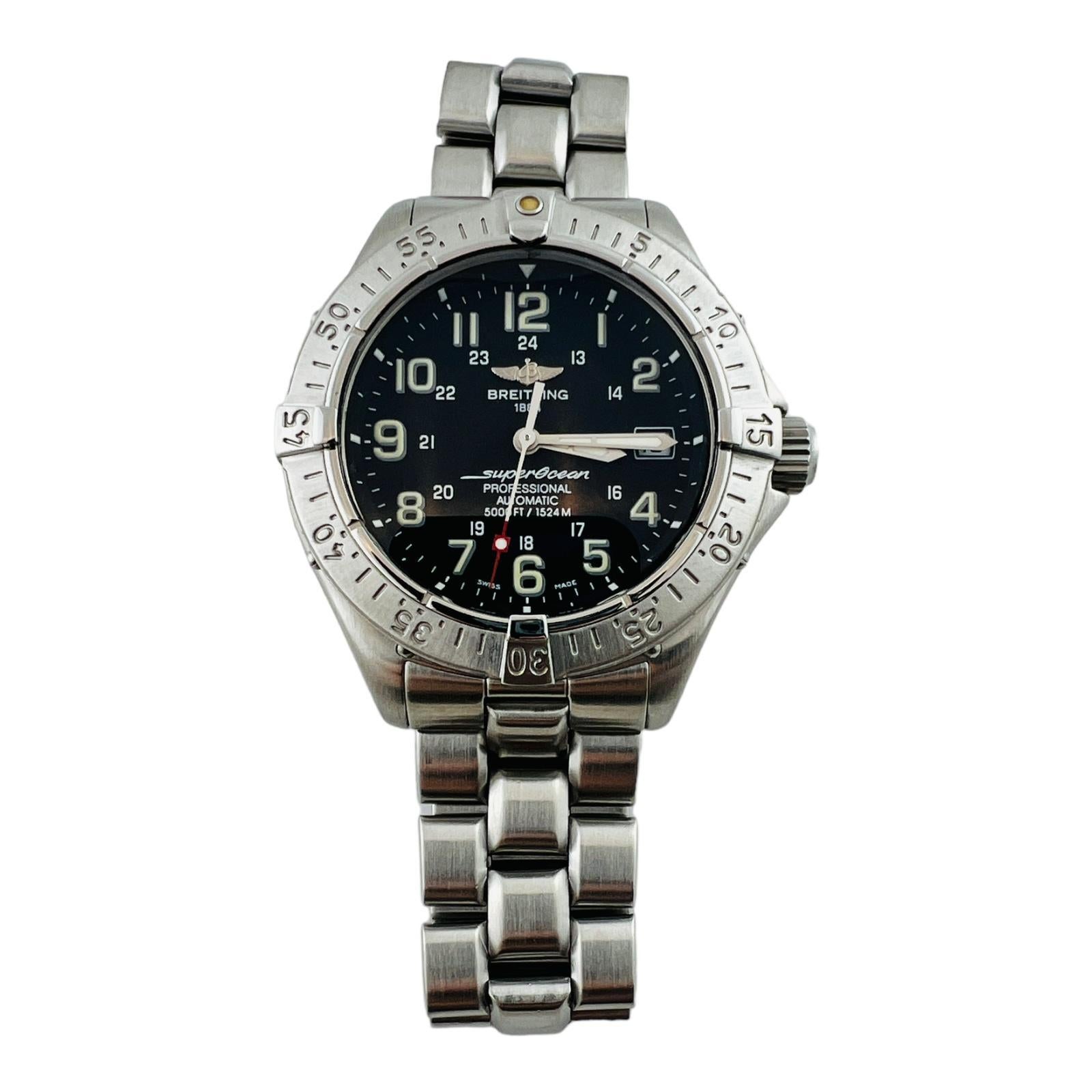 Breitling Super Ocean Men's Watch A17345 Black Dial Automatic #15783 For Sale
