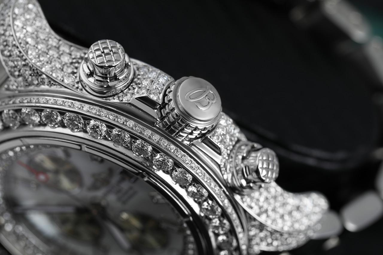 Breitling Super Avenger Men's White MOP Dial Diamond Stainless Steel Watch A13370.