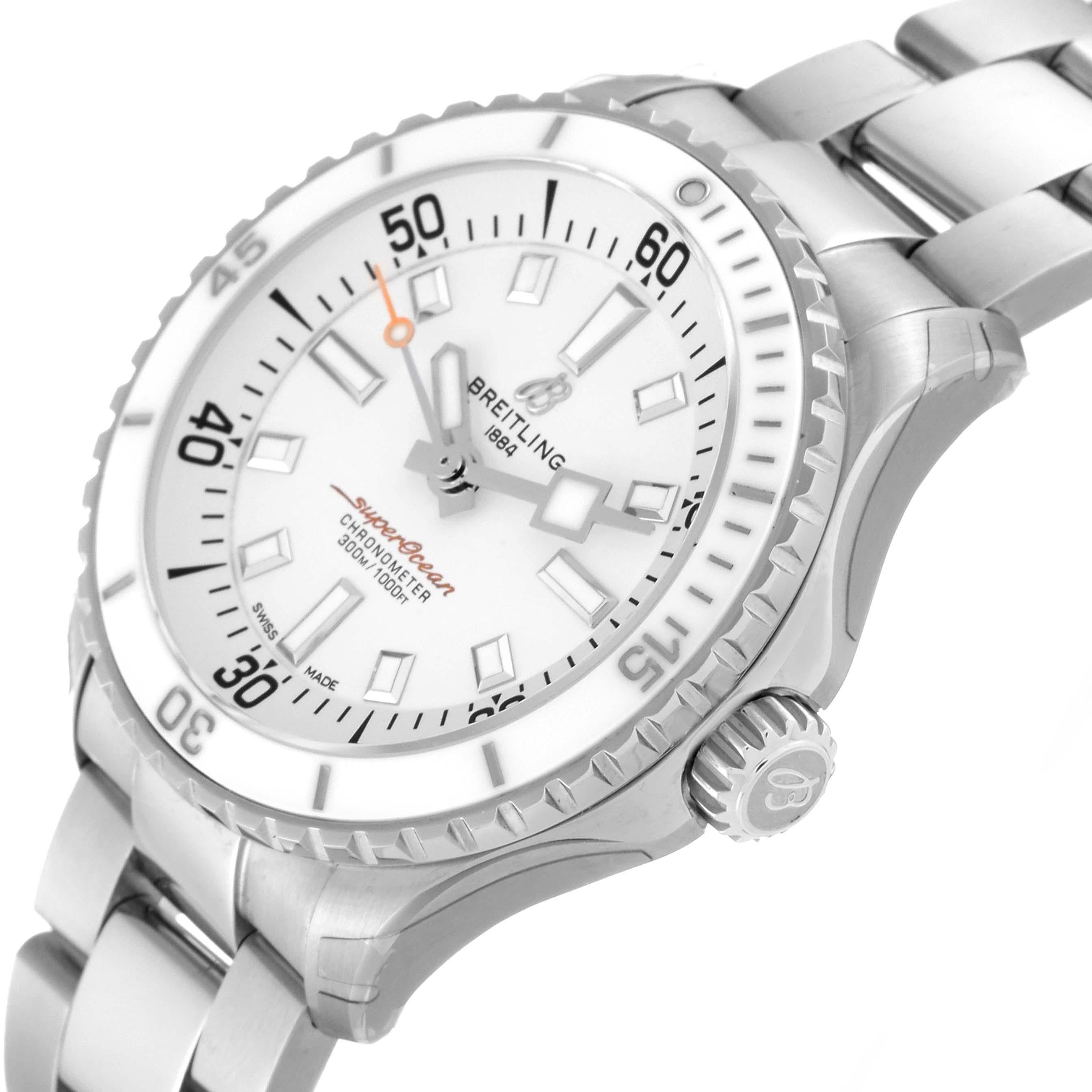 Breitling Superocean 36 White Dial Steel Ladies Watch A17377 Unworn For Sale 1