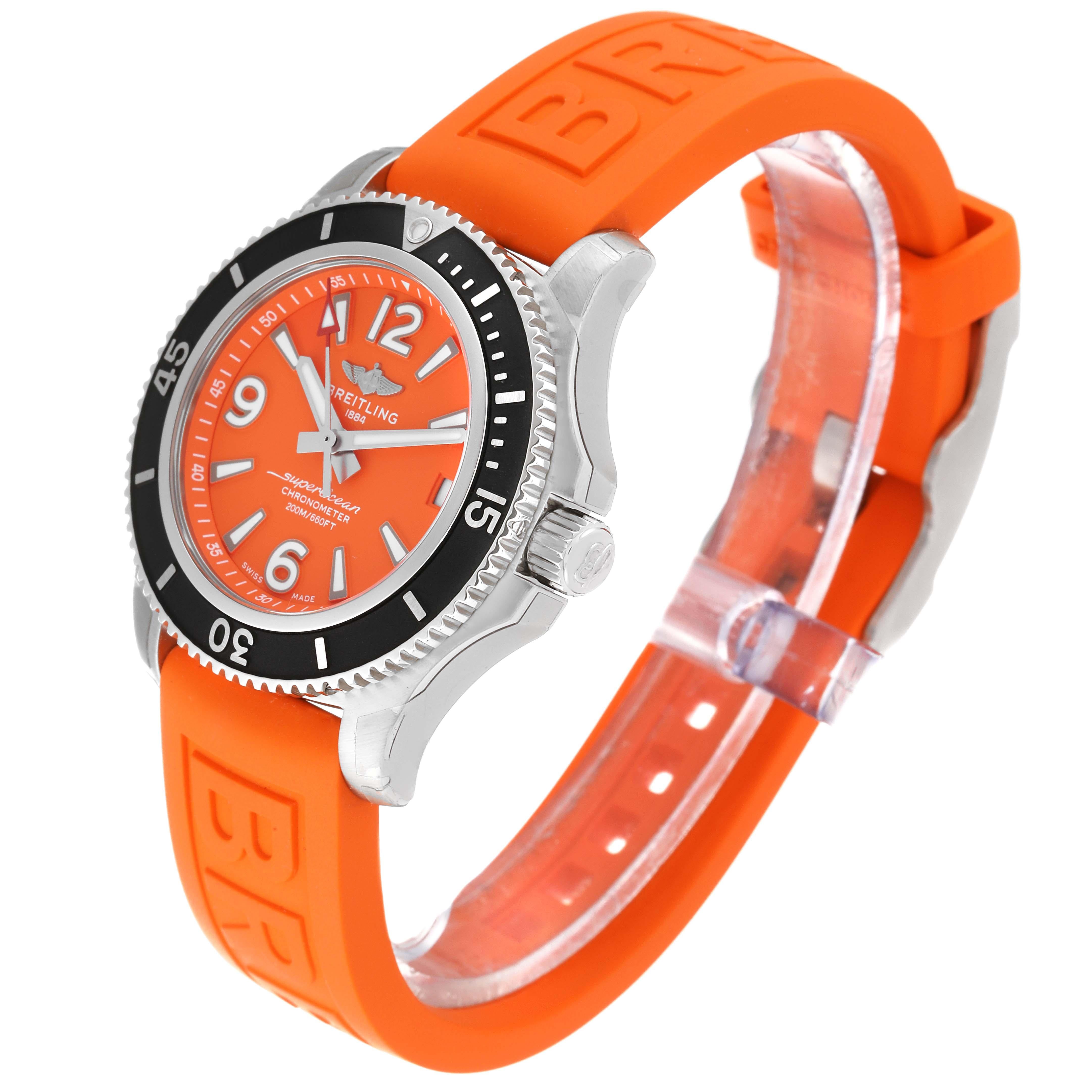 Breitling Superocean 36mm Orange Dial Steel Ladies Watch A17316 Unworn 2