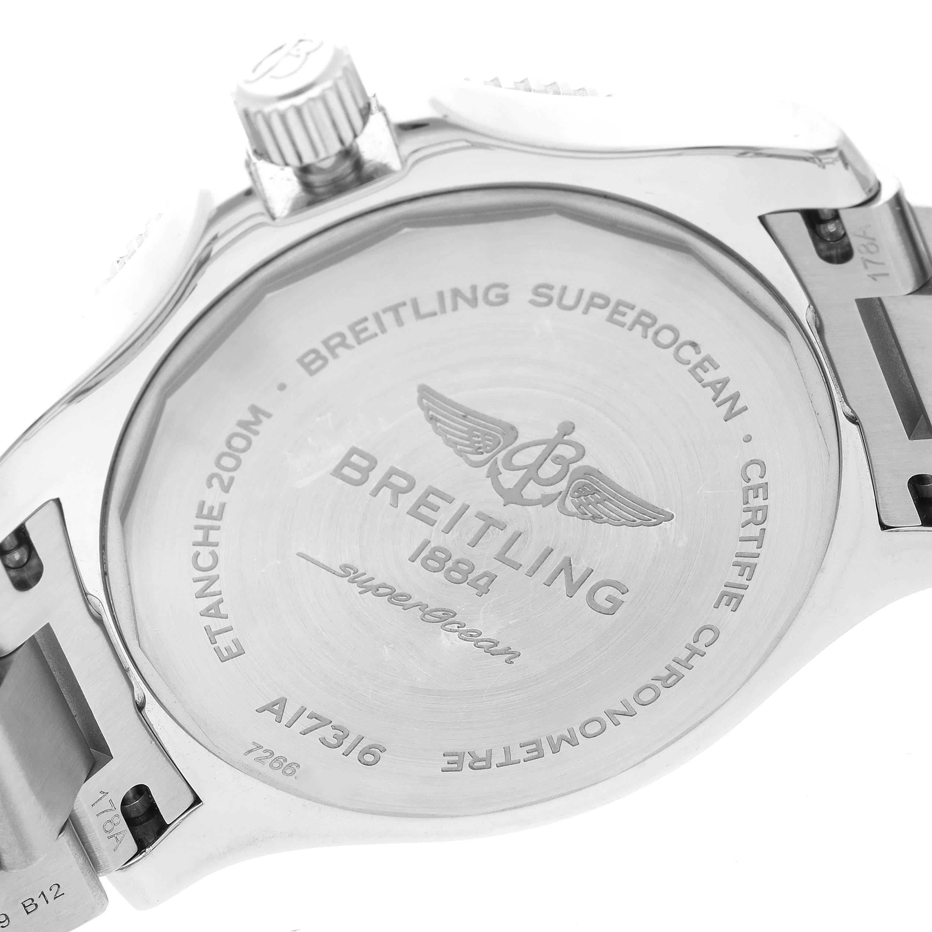 Breitling Superocean 36mm Orange Dial Steel Ladies Watch A17316 Unworn For Sale 2