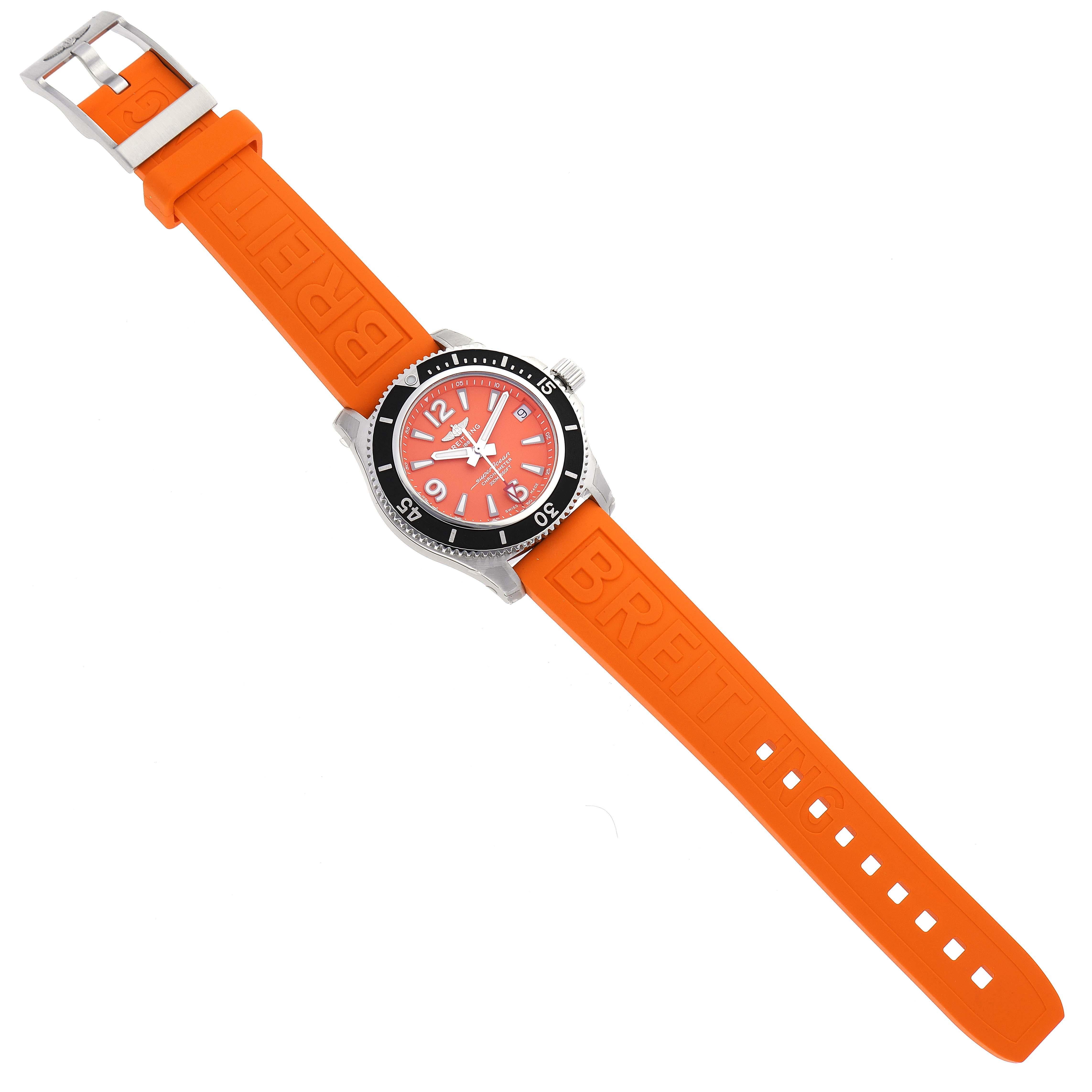 Breitling Superocean 36mm Orange Dial Steel Ladies Watch A17316 Unworn 4