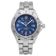 Breitling Superocean Montre automatique pour homme A17040 avec cadran bleu en acier inoxydable et cadran