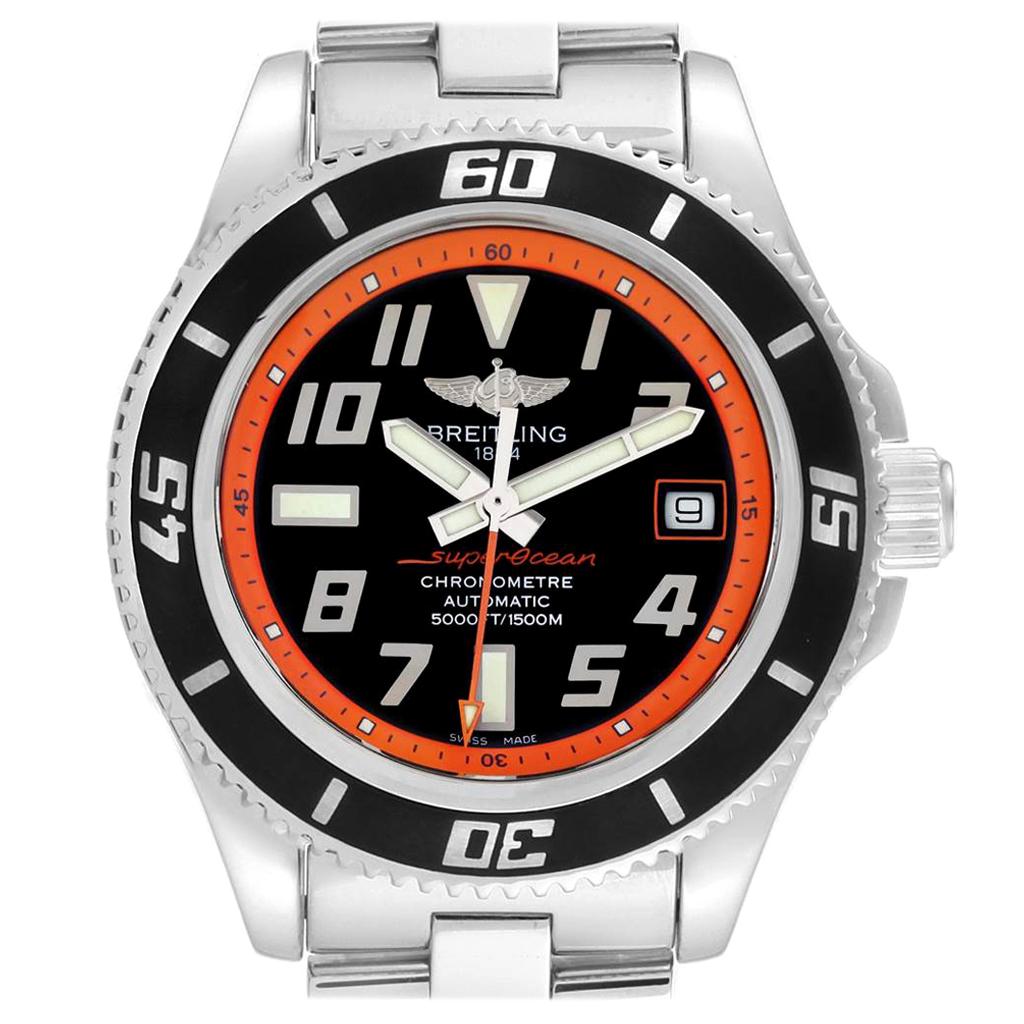 Breitling Superocean 42 Abyss Black Orange LE Men's Watch A17364 Box Papers For Sale
