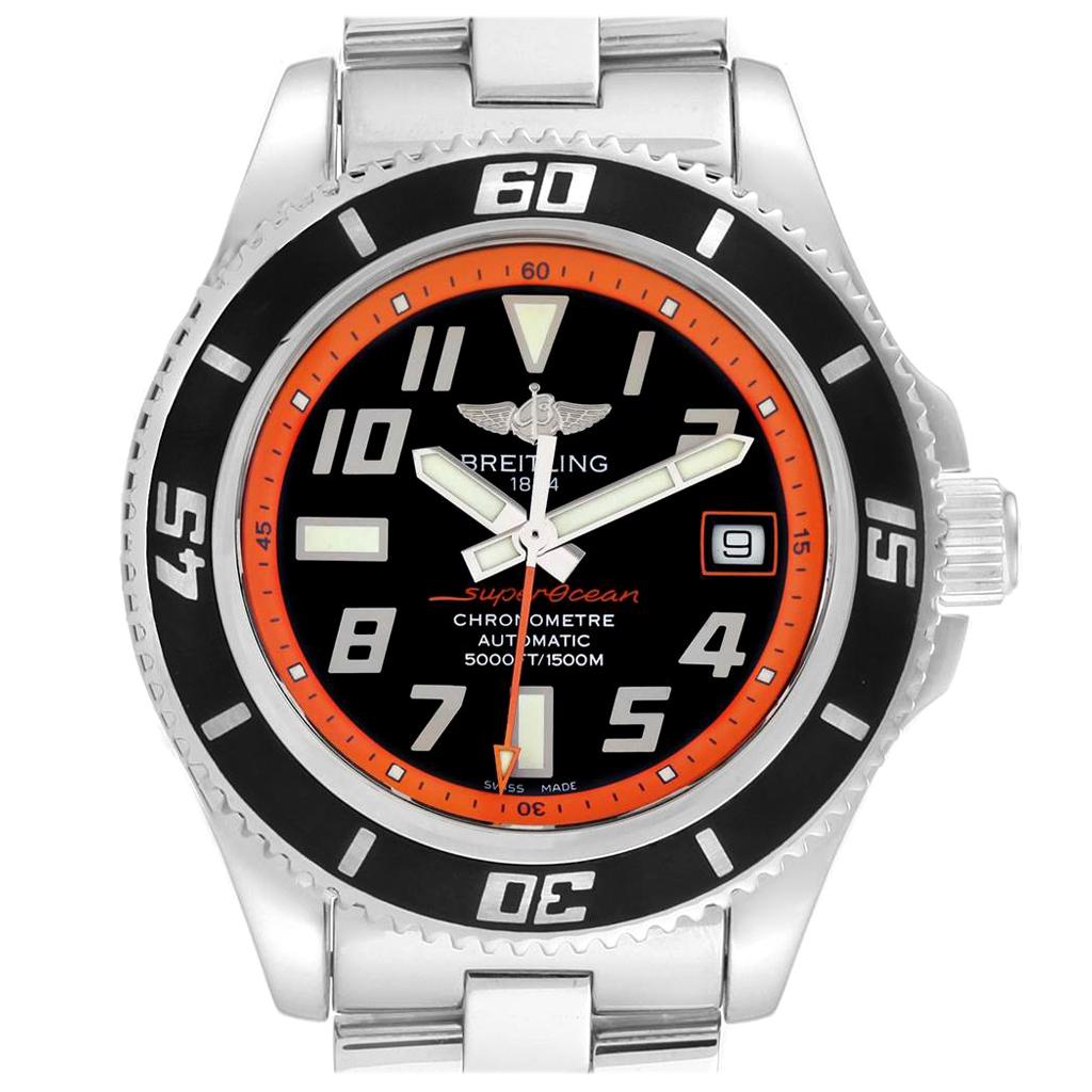 Breitling Superocean 42 Abyss Black Orange LE Men’s Watch A17364 Box Papers