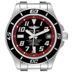 Breitling Superocean 42 Abyss Black Red Steel Mens Watch A17364 Box Card