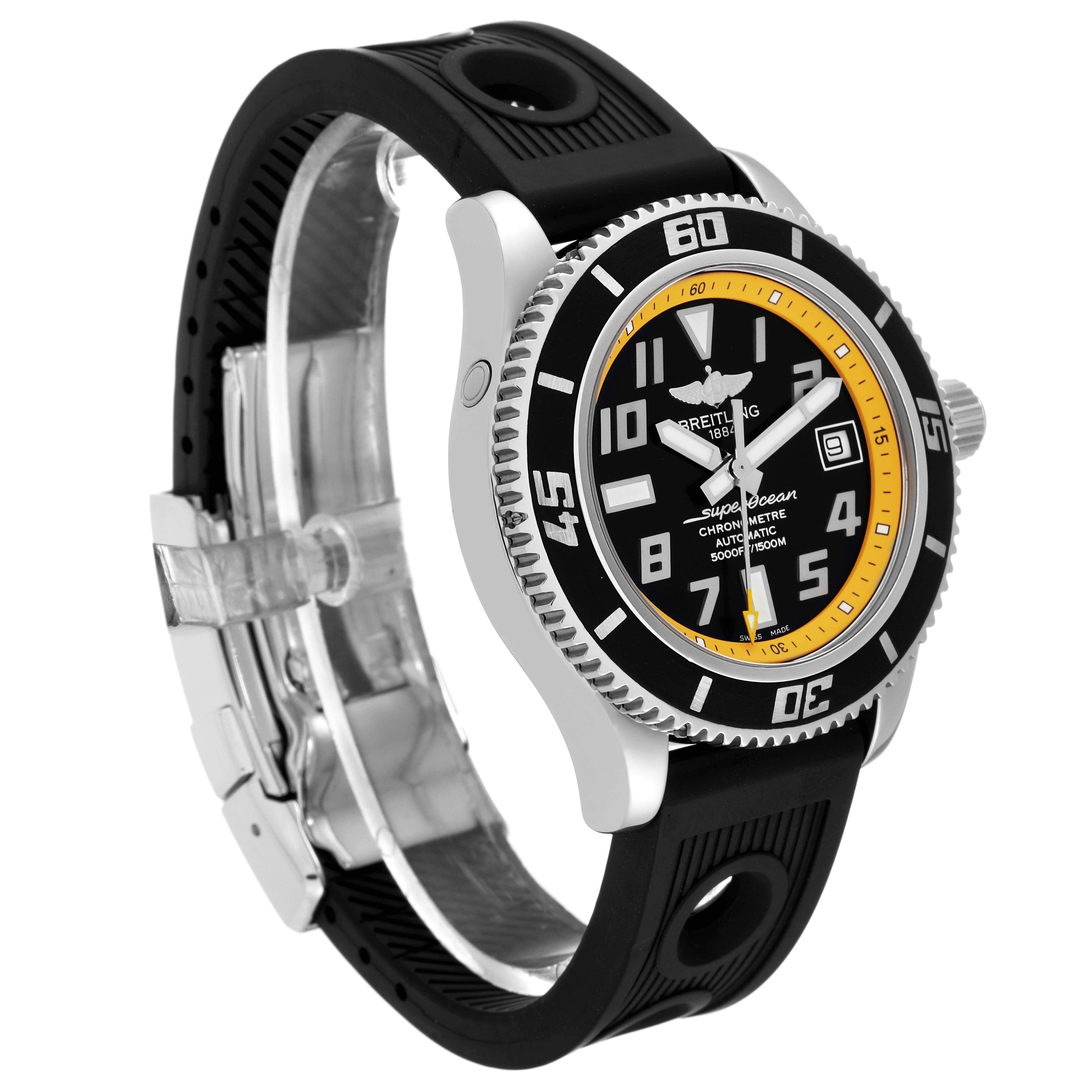 Men's Breitling Superocean 42 Abyss Black Yellow Dial Steel Mens Watch A17364