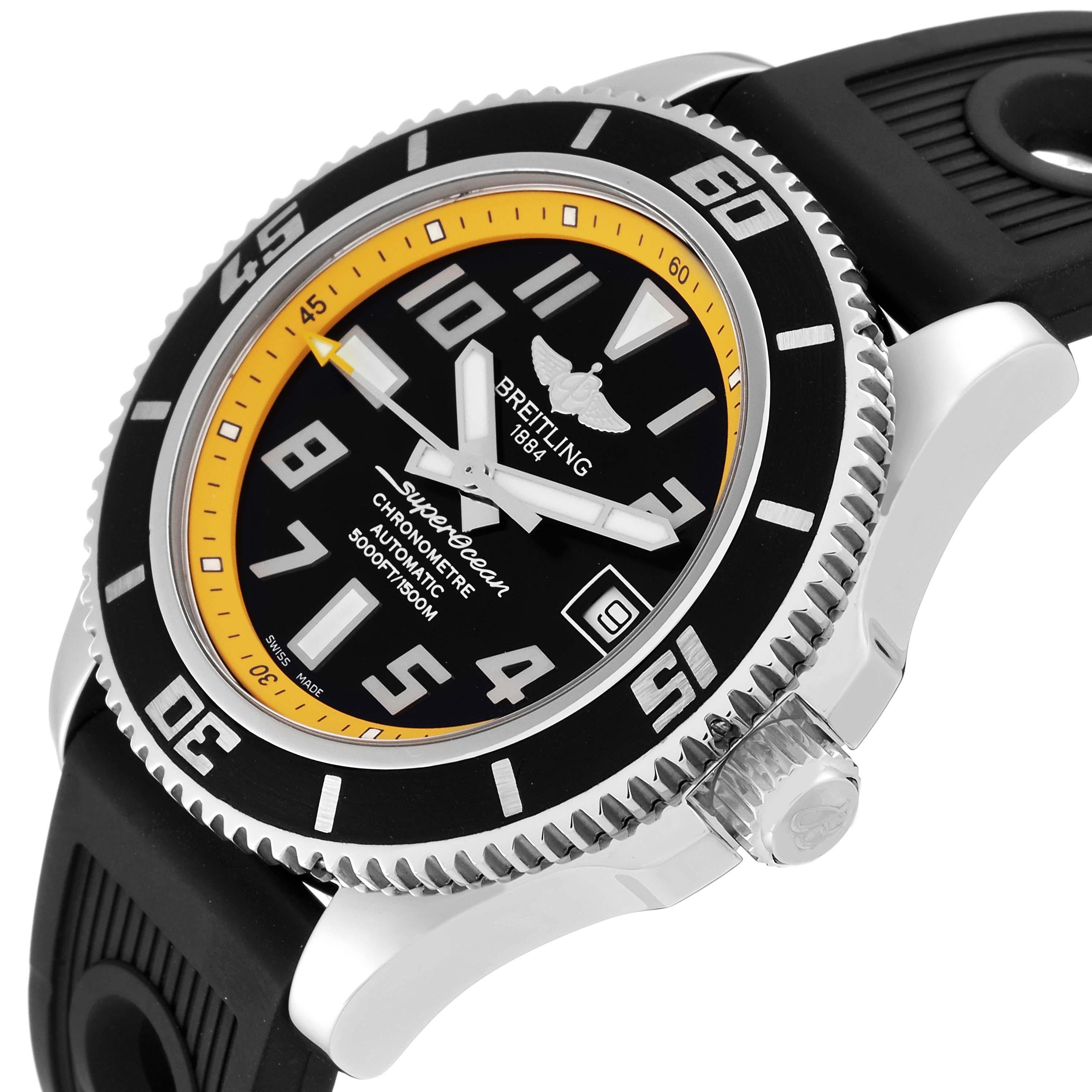 Breitling Superocean 42 Abyss Black Yellow Dial Steel Mens Watch A17364 5