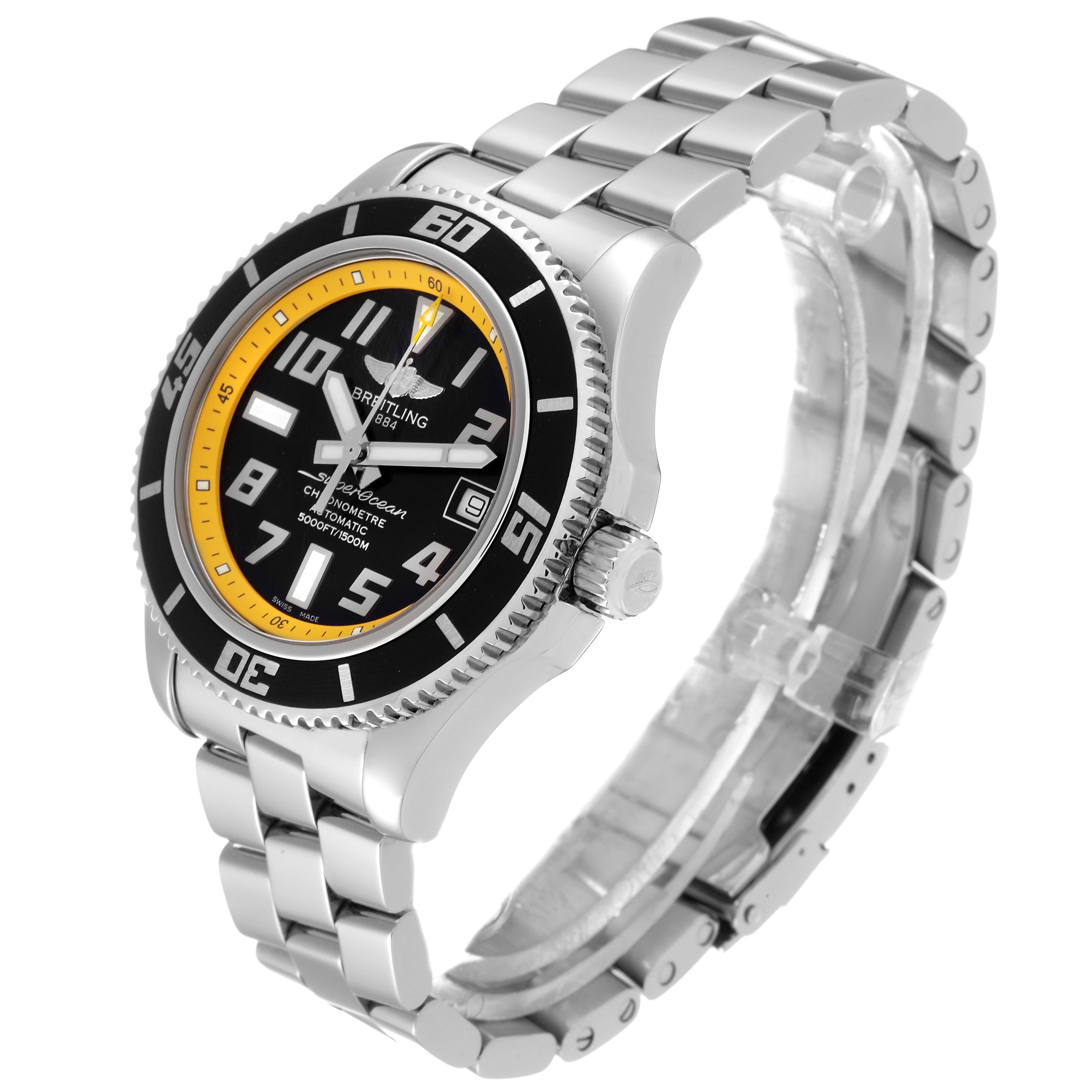 Breitling Superocean 42 Abyss Black Yellow Dial Steel Watch A17364 Box Papers 7