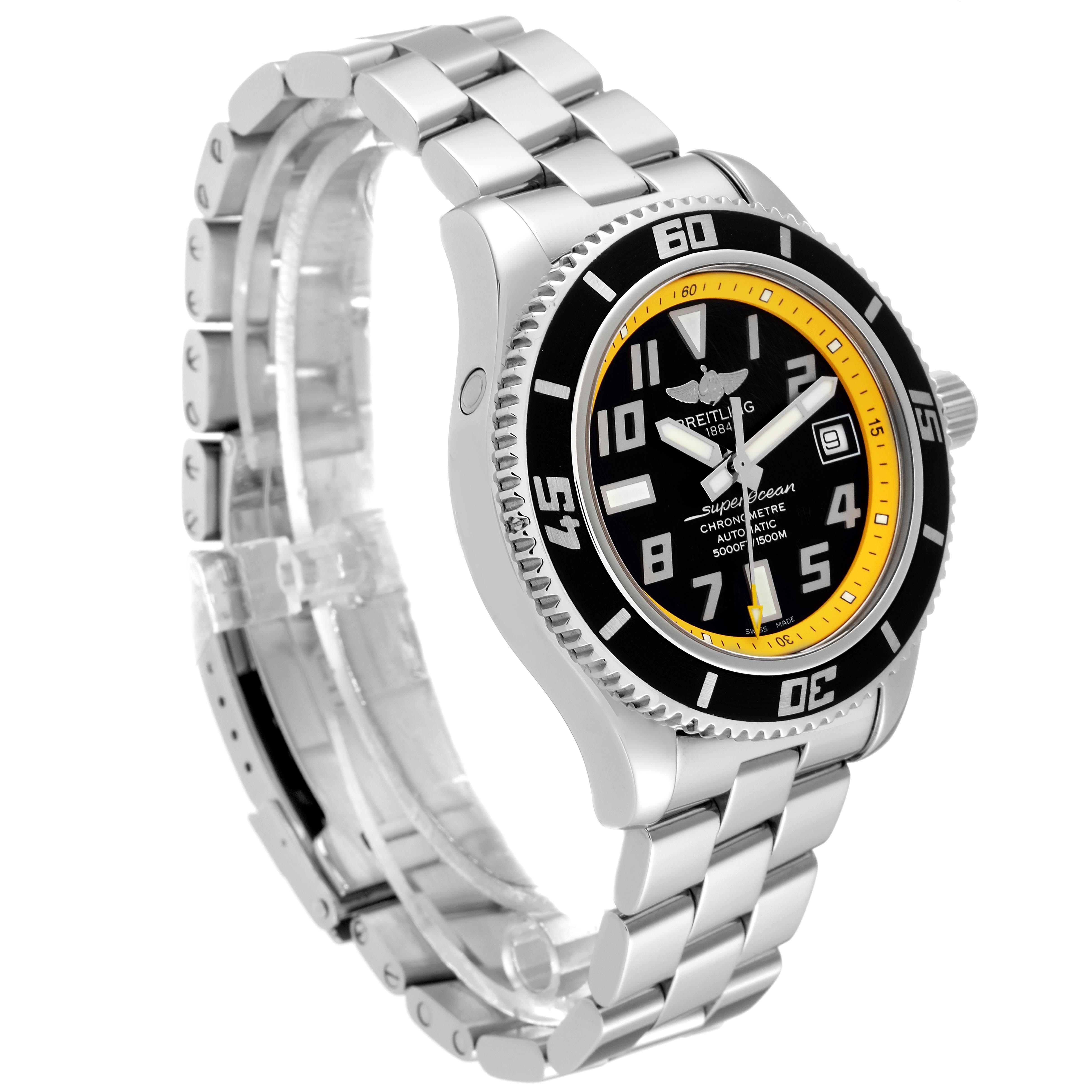 Breitling Superocean 42 Abyss Black Yellow Dial Steel Watch A17364 Box Papers 4