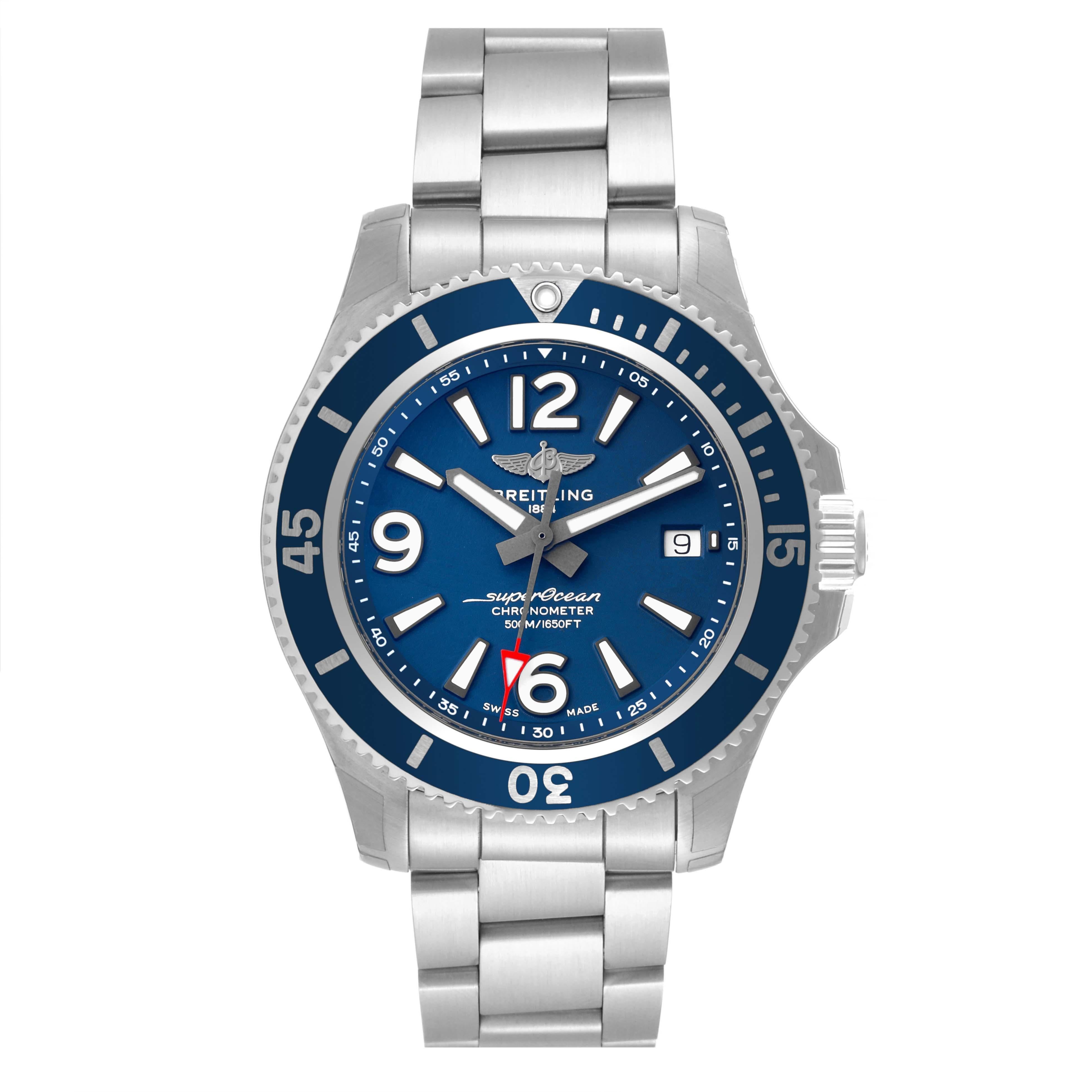Men's Breitling Superocean 42 Blue Dial Steel Mens Watch A17366 Unworn