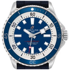 Breitling Superocean 42 Blue Dial Steel Mens Watch A17375 Box Card