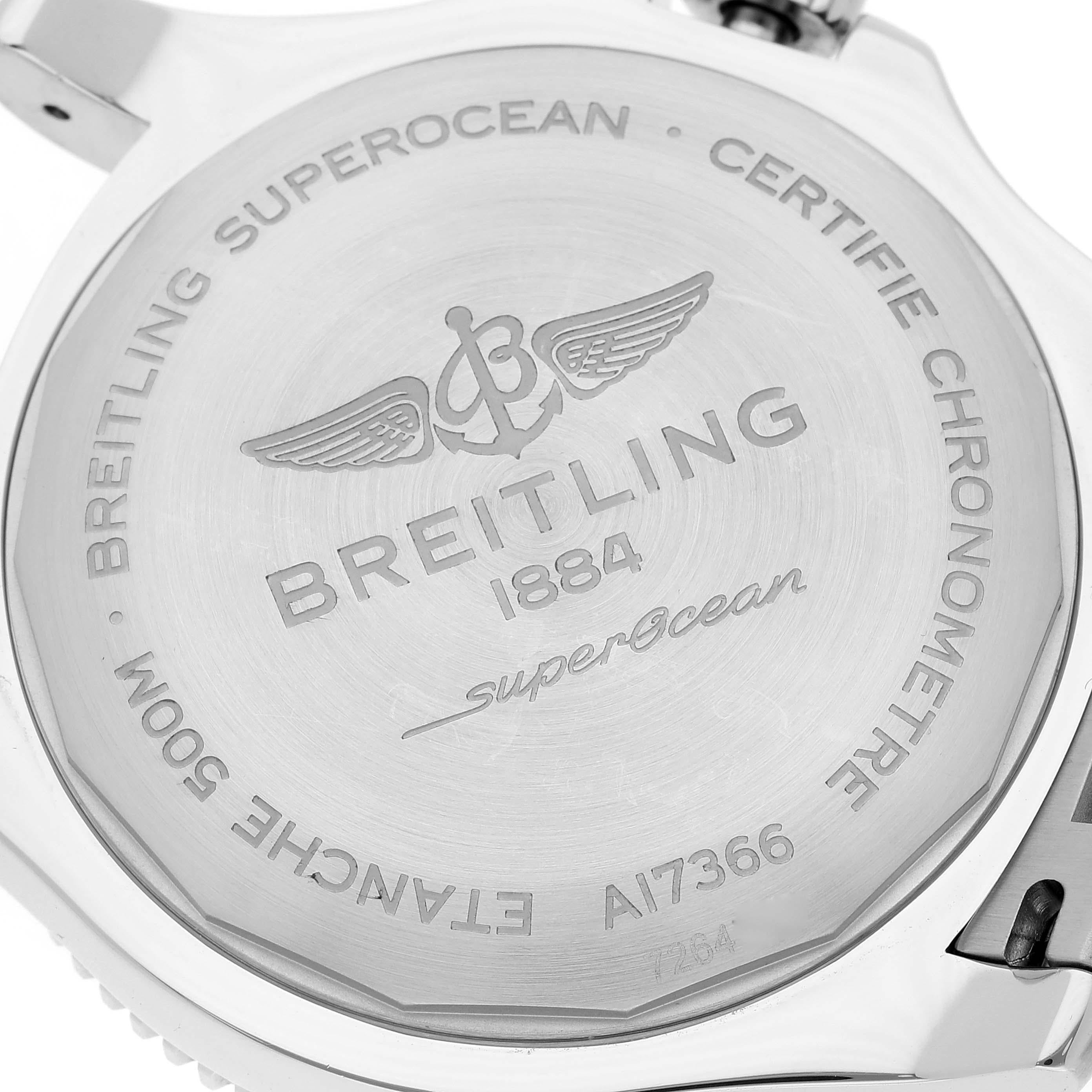 Breitling Superocean 42 Orange Dial Steel Mens Watch A17366 Box Card For Sale 2