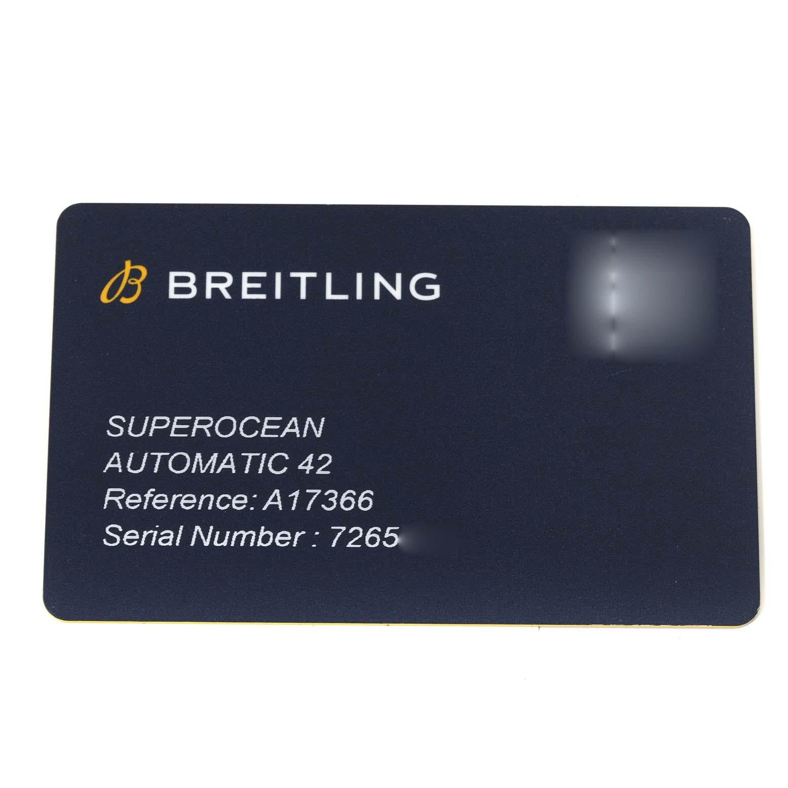 Breitling Superocean 42 Orange Stahl-Herrenuhr A17366 Box Card mit Zifferblatt im Angebot 5
