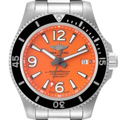 Breitling Superocean 42 Orange Dial Steel Mens Watch A17366 Box Card