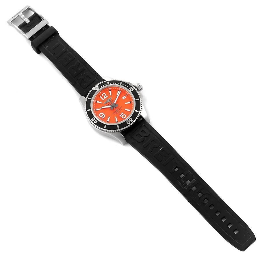 Breitling Superocean 42 Orange Dial Steel Mens Watch A17366 Box Papers For Sale 2