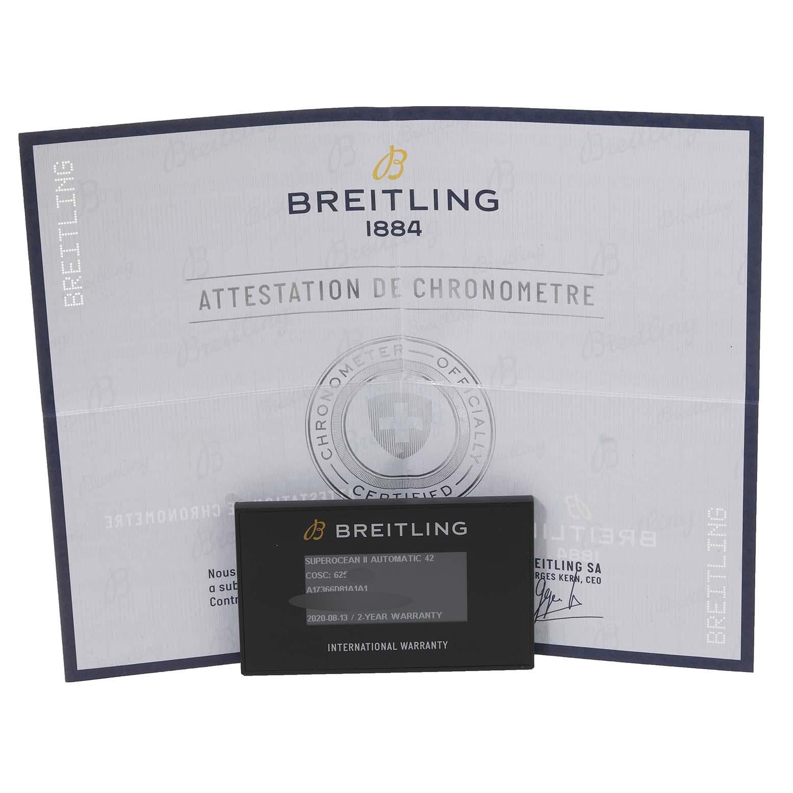 Breitling Superocean 42 Weißes Zifferblatt Stahl-Herrenuhr A17366 Box Card im Angebot 7