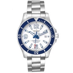 Breitling Superocean White Dial Steel Mens Watch A17366 Box Papers