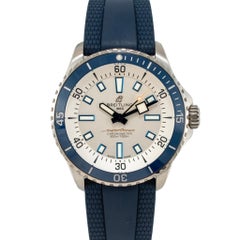 Breitling Superocean 42MM a17375e71g1s1 Weißes Zifferblatt Blau Gummiband Stahl Uhr