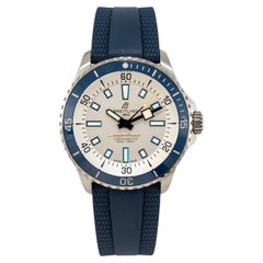 Breitling Superocean 42MM a17375e71g1s1 Weißes Zifferblatt Blau Gummiband Stahl Uhr